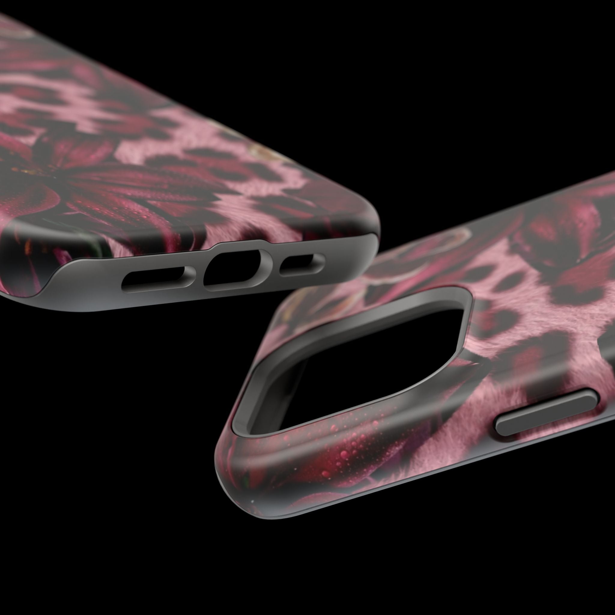 Midnight Bloom Leopard Magnetic Phone Case | MagSafe Compatible Shockproof Protective Cover