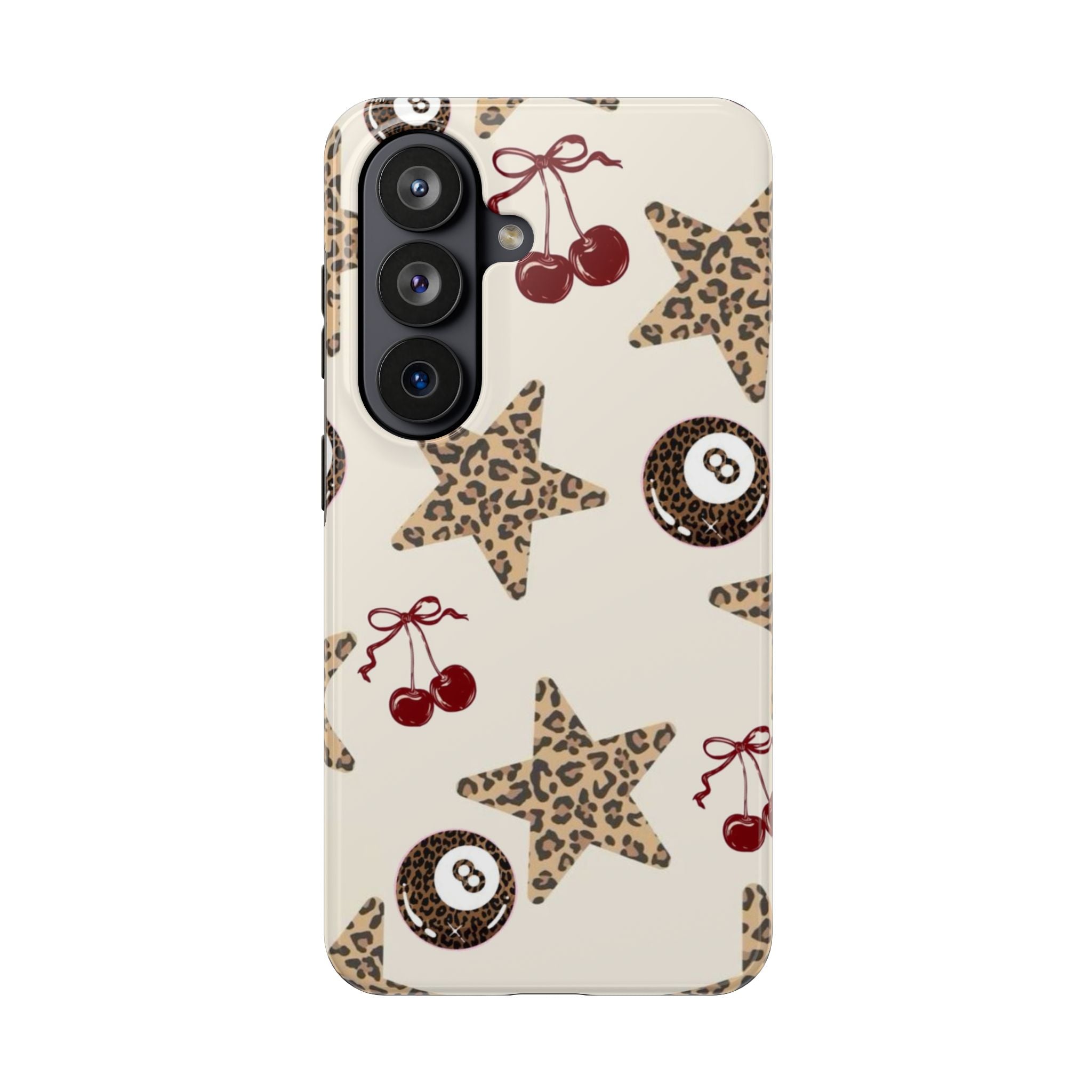 Leopard Star & Cherry Tough Phone Case — Retro Pool 8-Ball Pattern