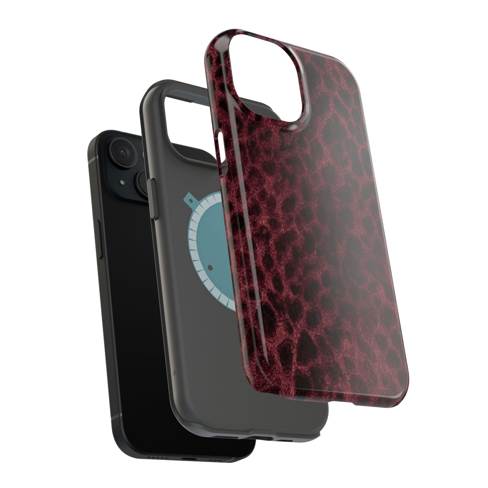 Burgundy Leopard Magnetic Phone Case | MagSafe Compatible Shockproof Protective Cover