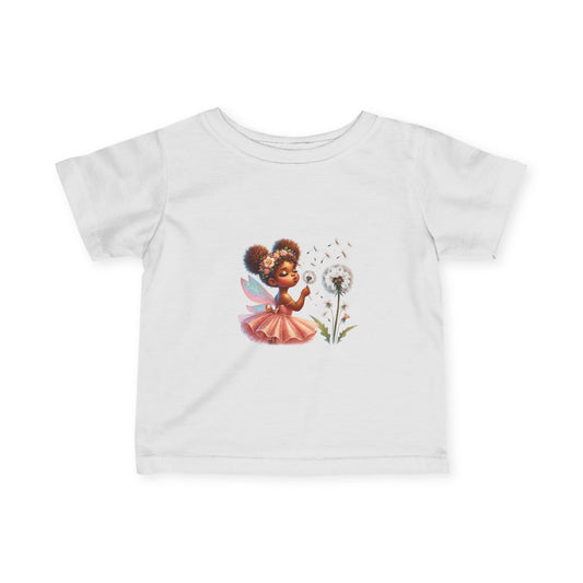 Fairy Girl Blowing Dandelion Infant Tee | Whimsical Baby Graphic Shirt