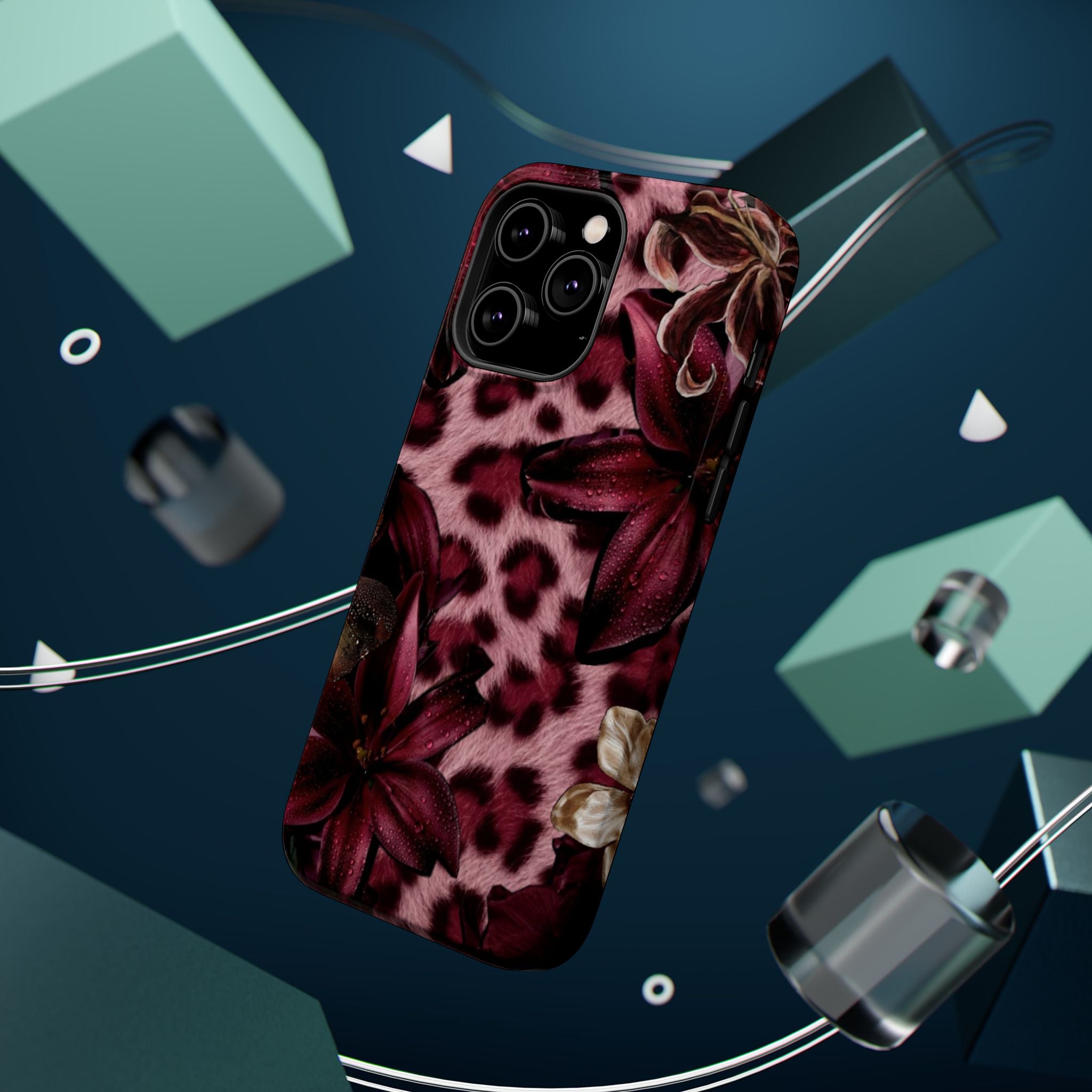 Midnight Bloom Leopard Magnetic Phone Case | MagSafe Compatible Shockproof Protective Cover
