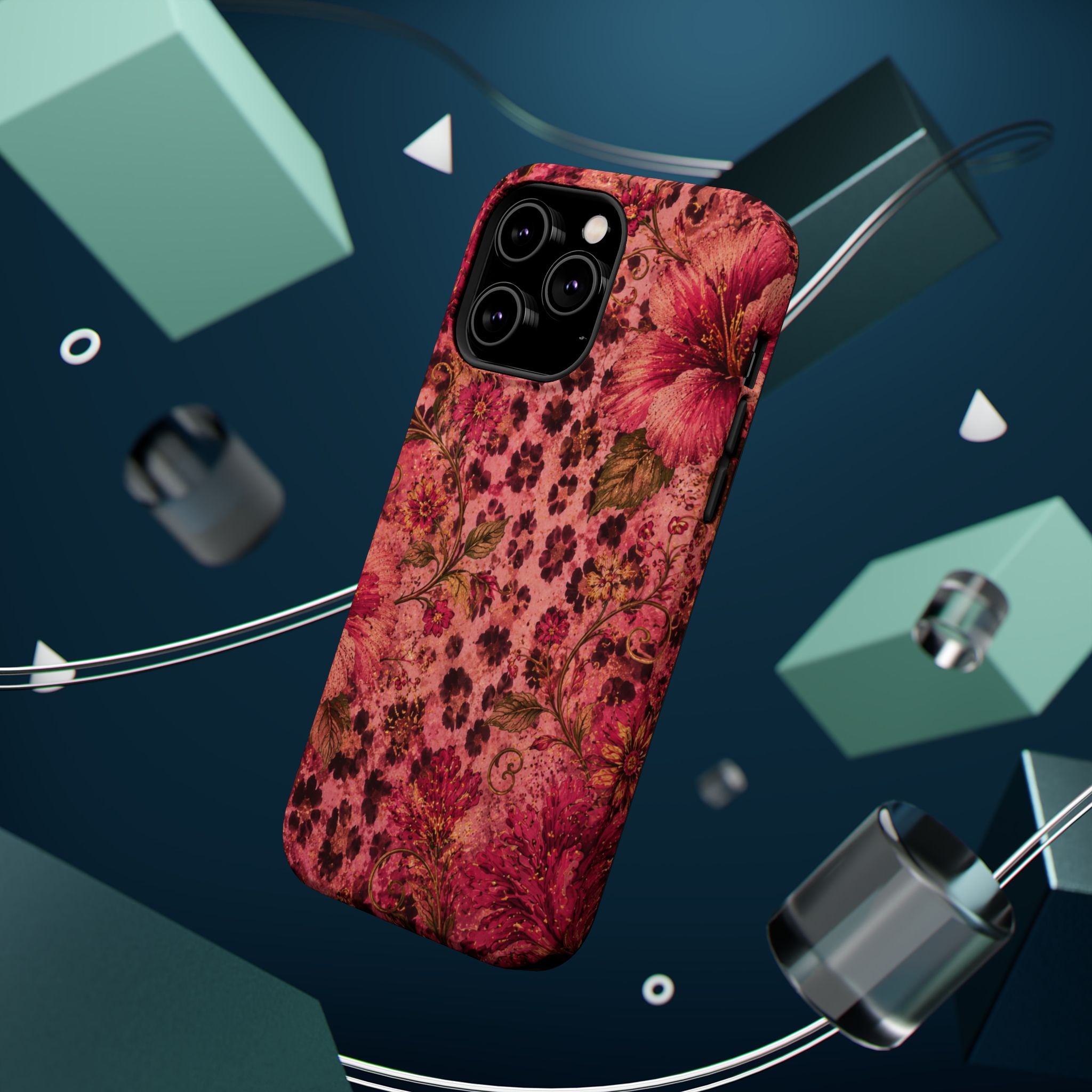 Floral Vintage Rose Magnetic Impact-Resistant Phone Case