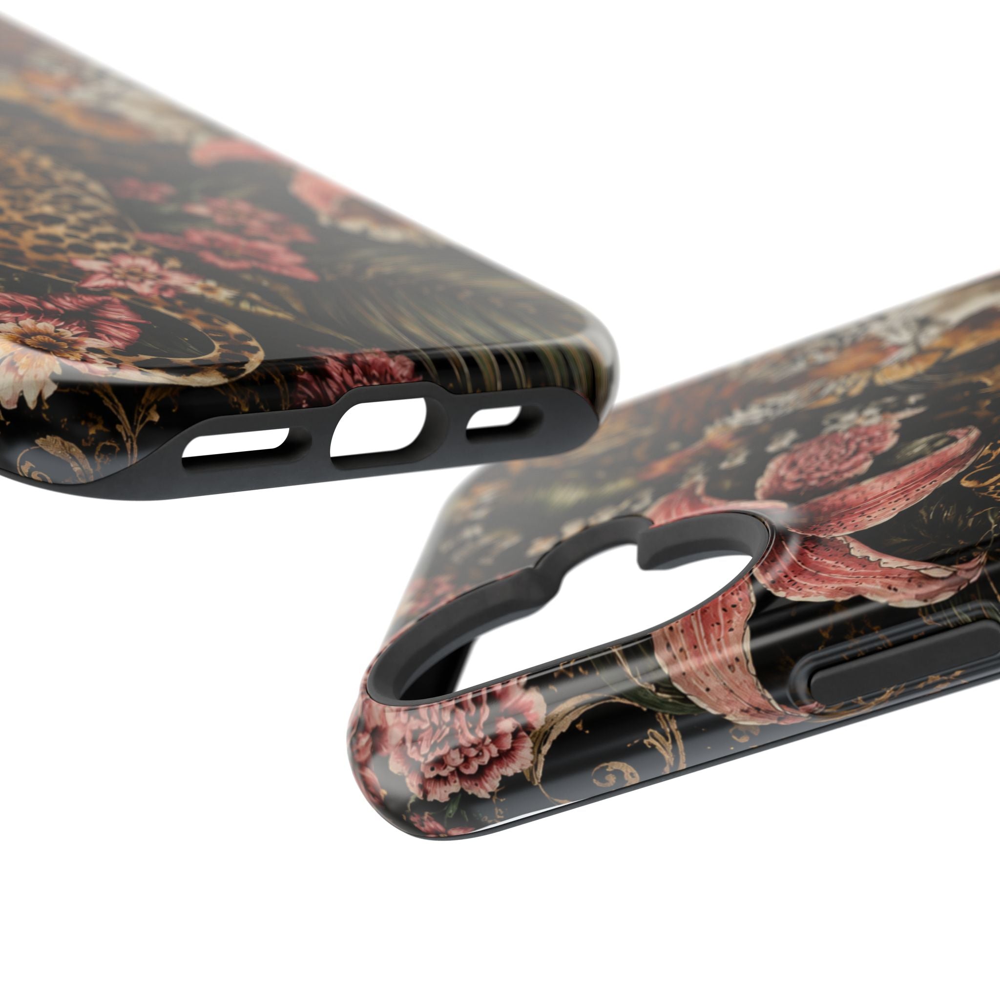 Magnetic Impact-Resistant Phone Case — Tropical Jungle Leopard & Tiger Floral Design