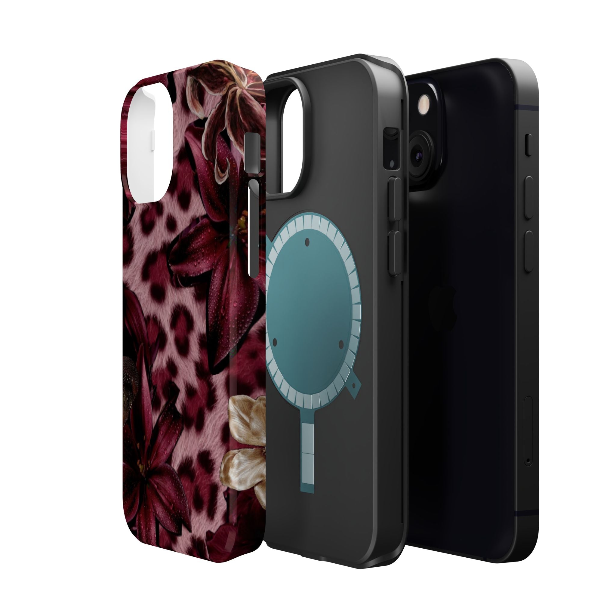 Midnight Bloom Leopard Magnetic Phone Case | MagSafe Compatible Shockproof Protective Cover