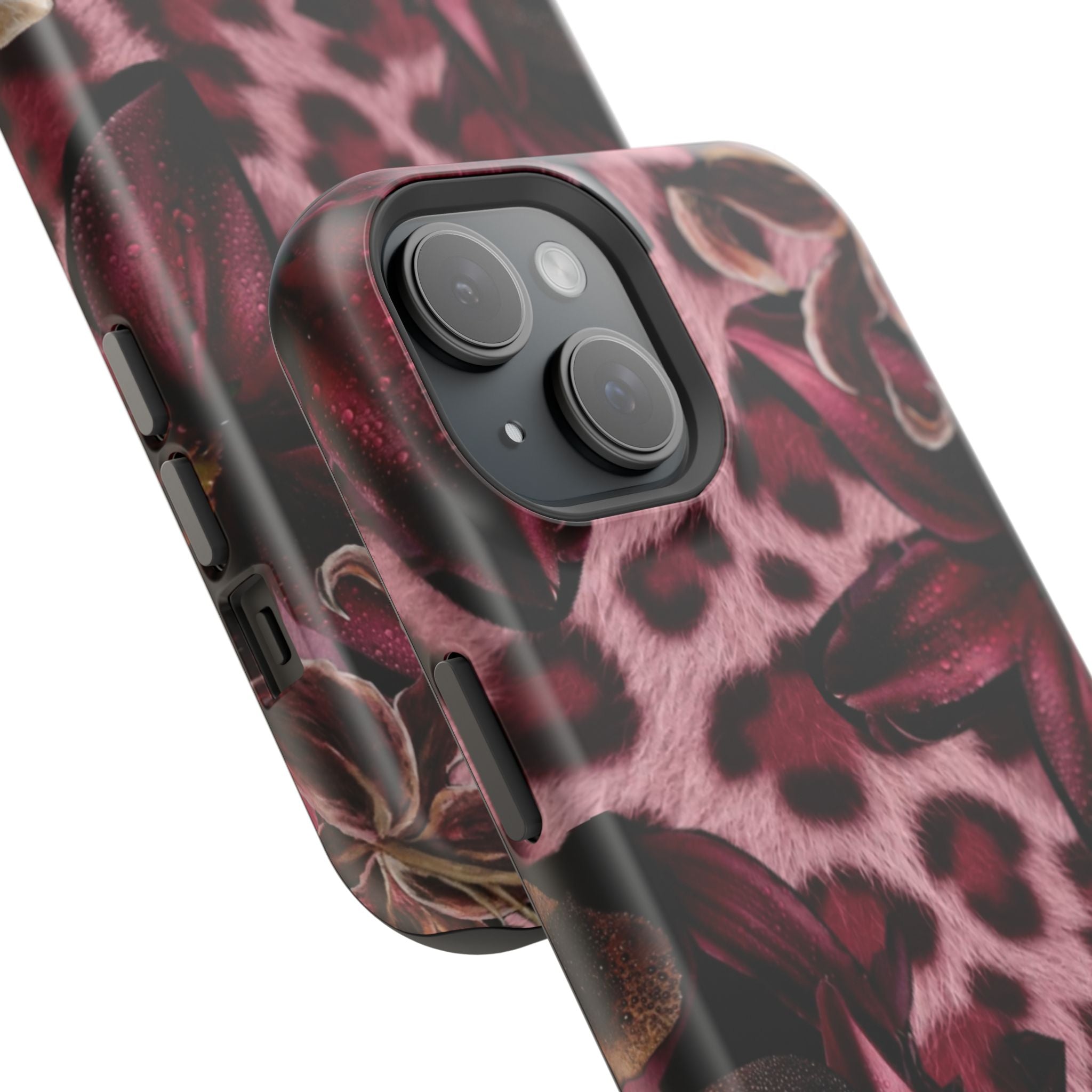 Midnight Bloom Leopard Magnetic Phone Case | MagSafe Compatible Shockproof Protective Cover