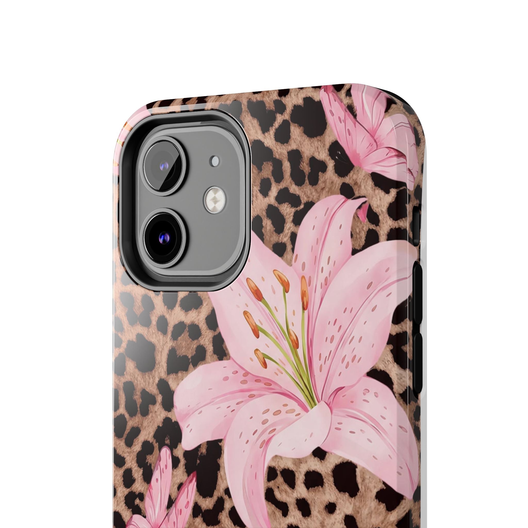 Blush Leopard Lily Magnetic Phone Case | MagSafe Compatible Shockproof Protective Cover