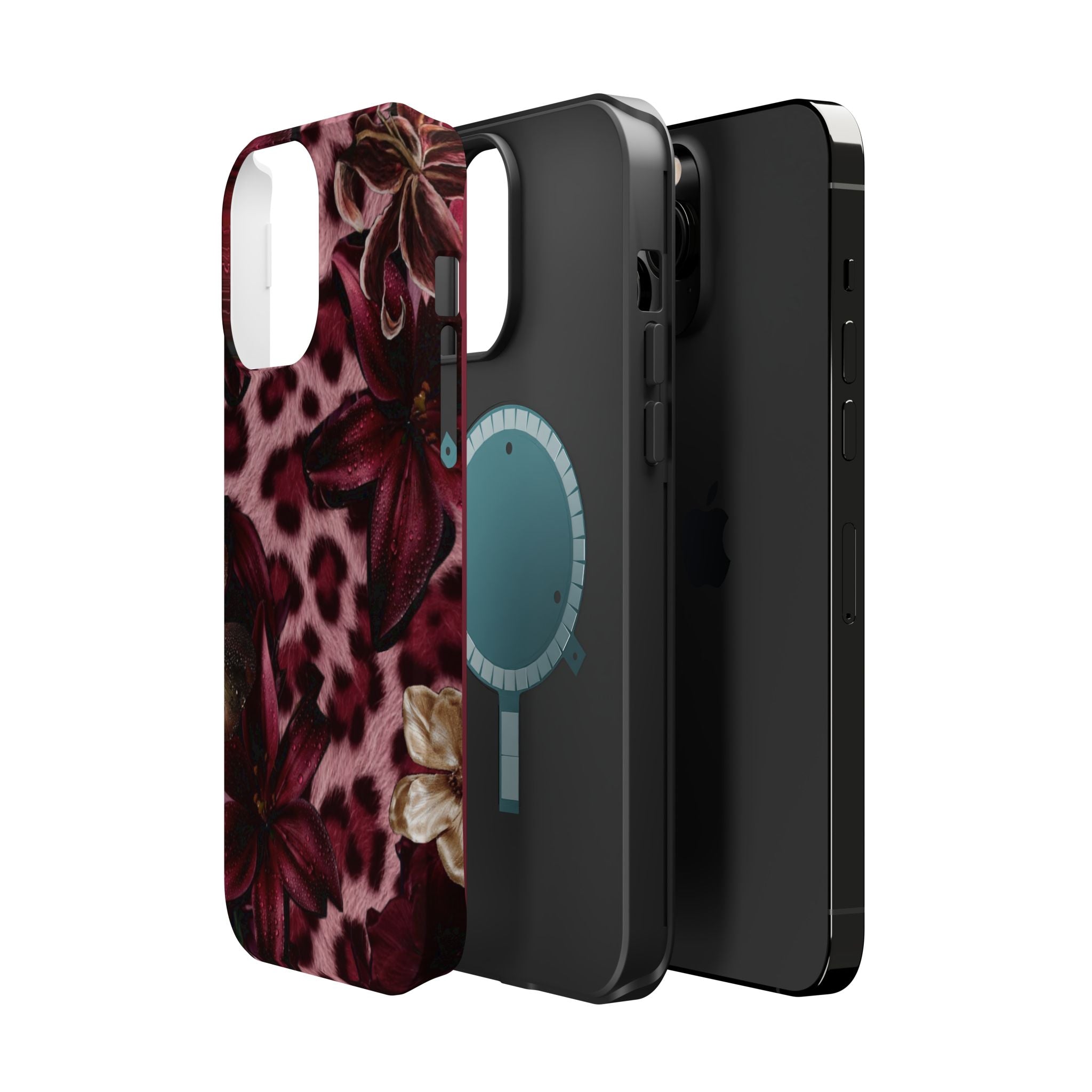 Midnight Bloom Leopard Magnetic Phone Case | MagSafe Compatible Shockproof Protective Cover