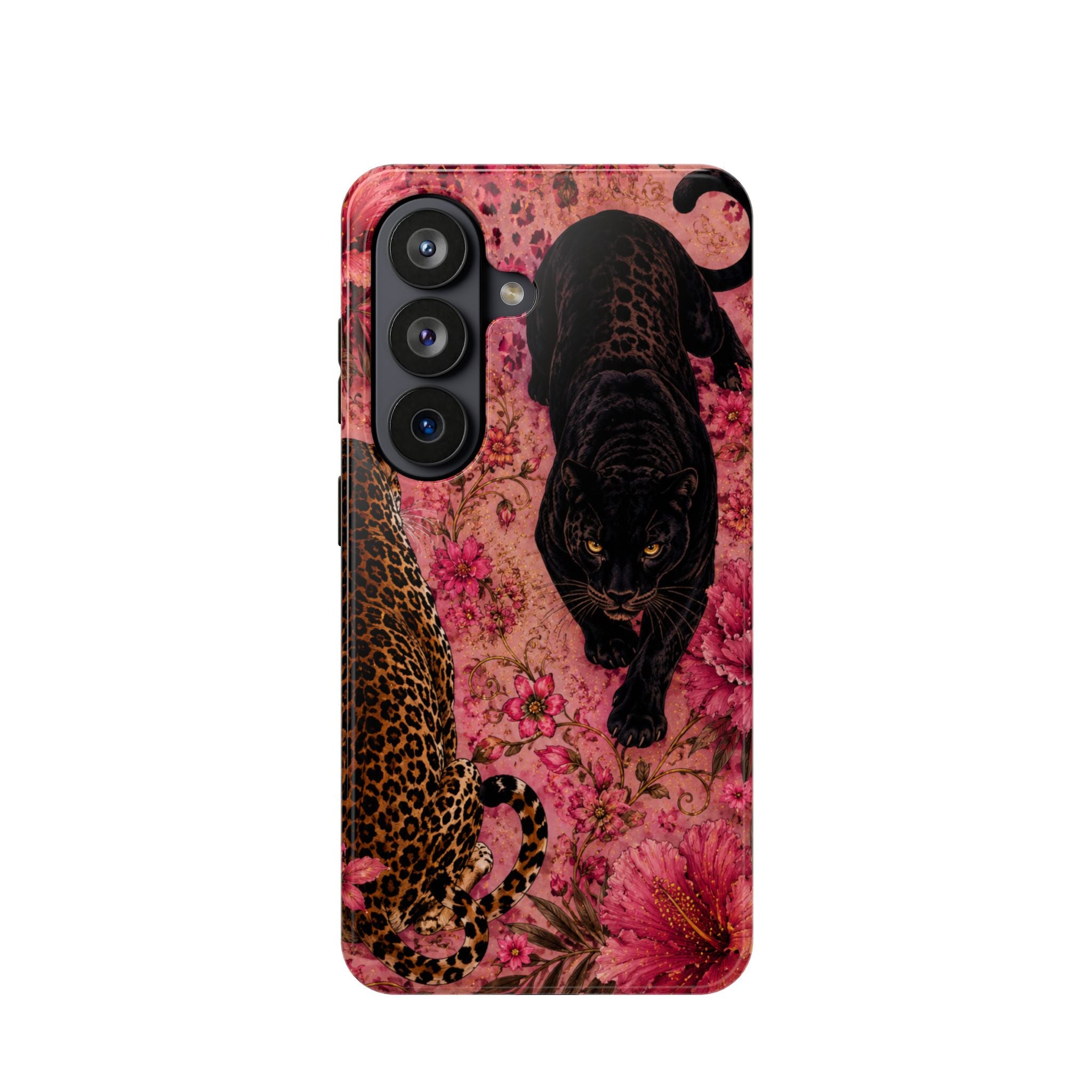 Black Panther & Leopard Floral Magnetic Impact-Resistant Phone Case | MagSafe Compatible Shockproof Cover