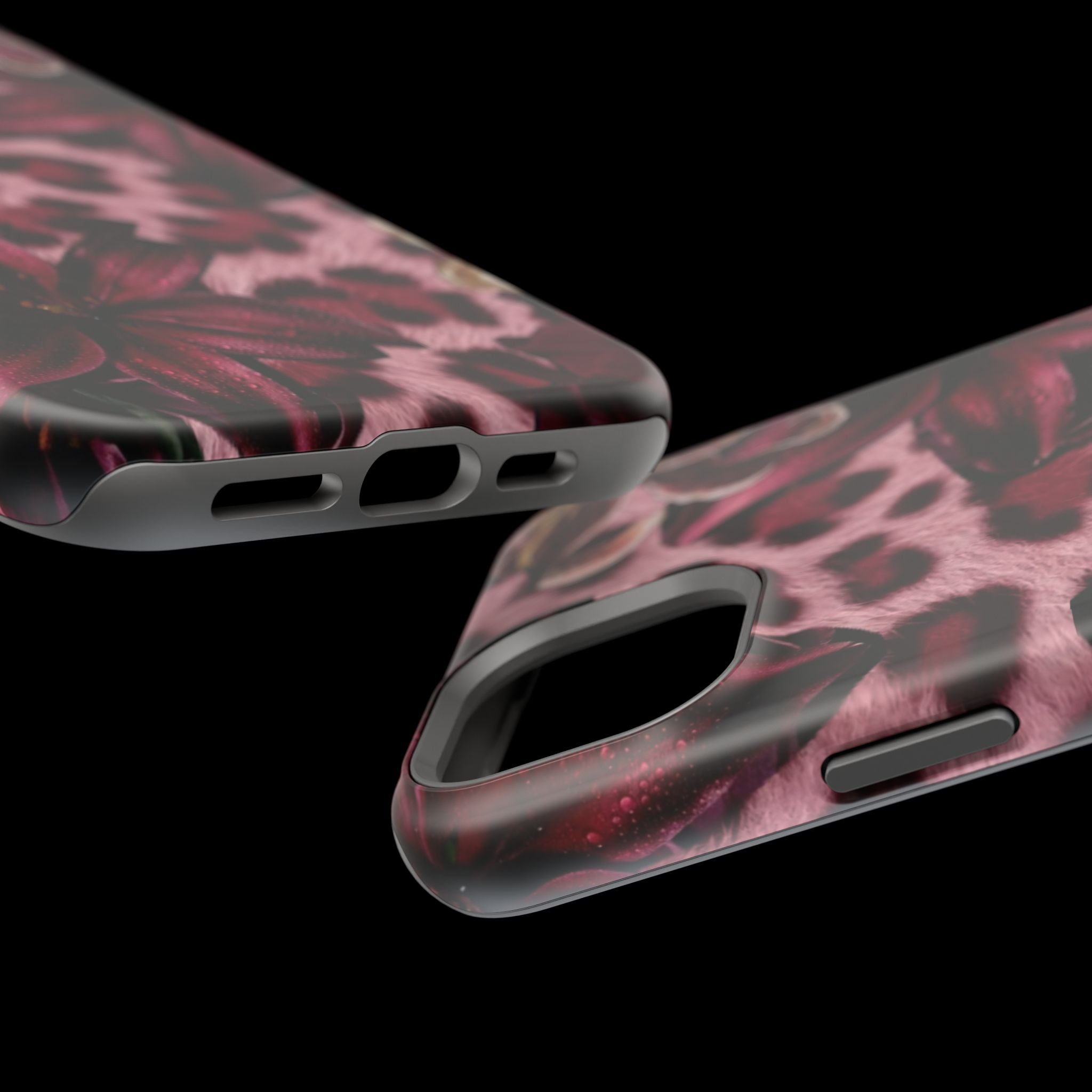 Midnight Bloom Leopard Magnetic Phone Case | MagSafe Compatible Shockproof Protective Cover
