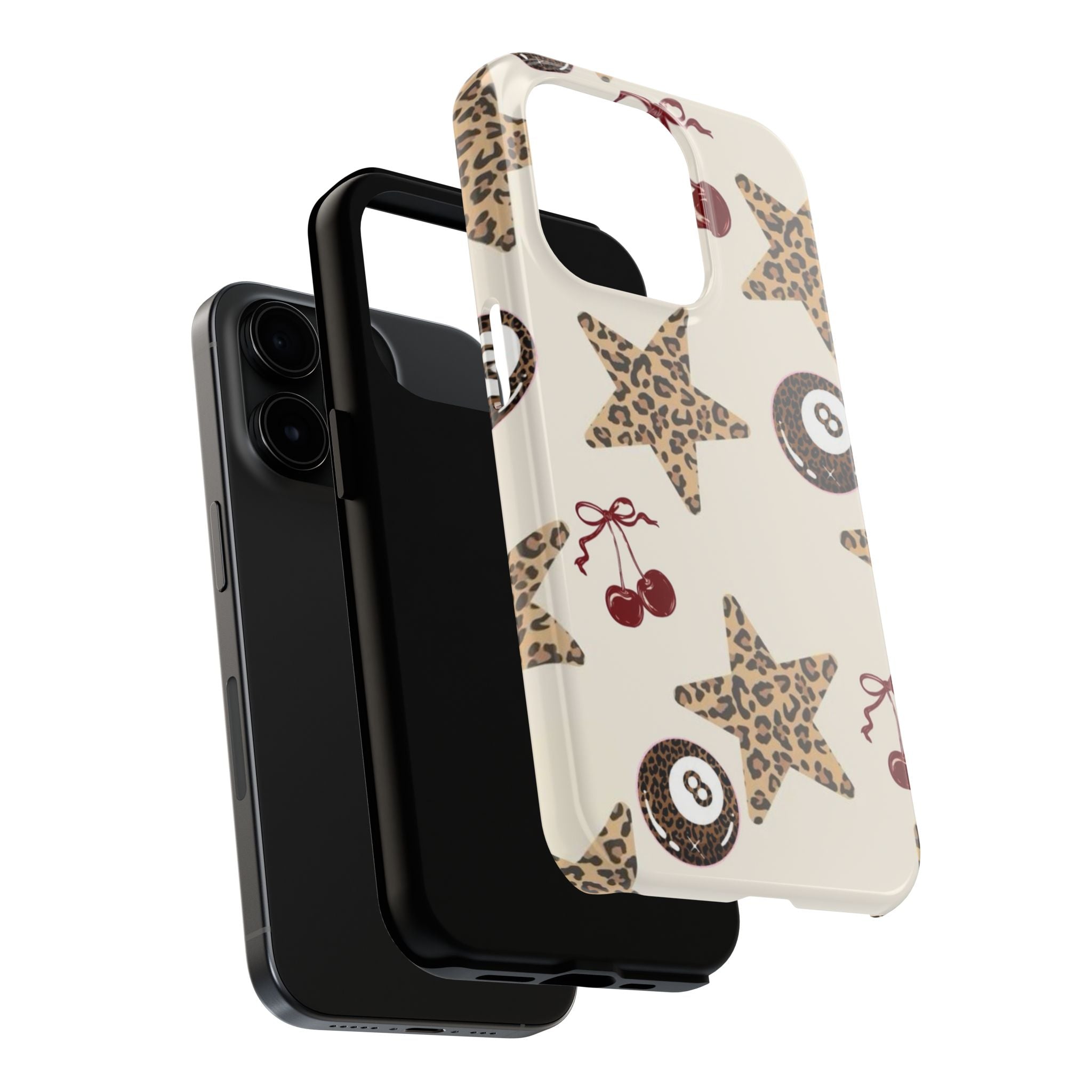 Leopard Star & Cherry Tough Phone Case — Retro Pool 8-Ball Pattern