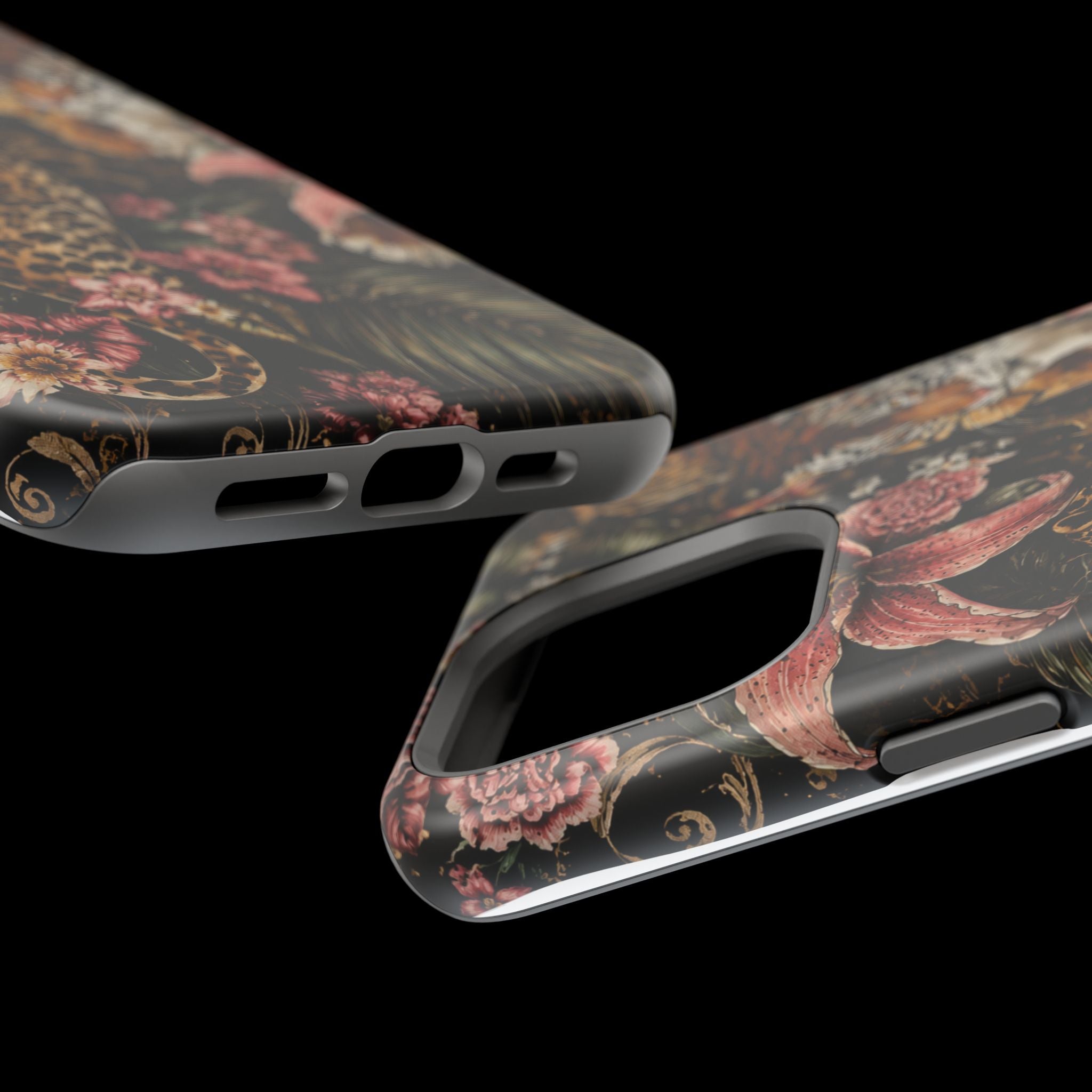 Magnetic Impact-Resistant Phone Case — Tropical Jungle Leopard & Tiger Floral Design