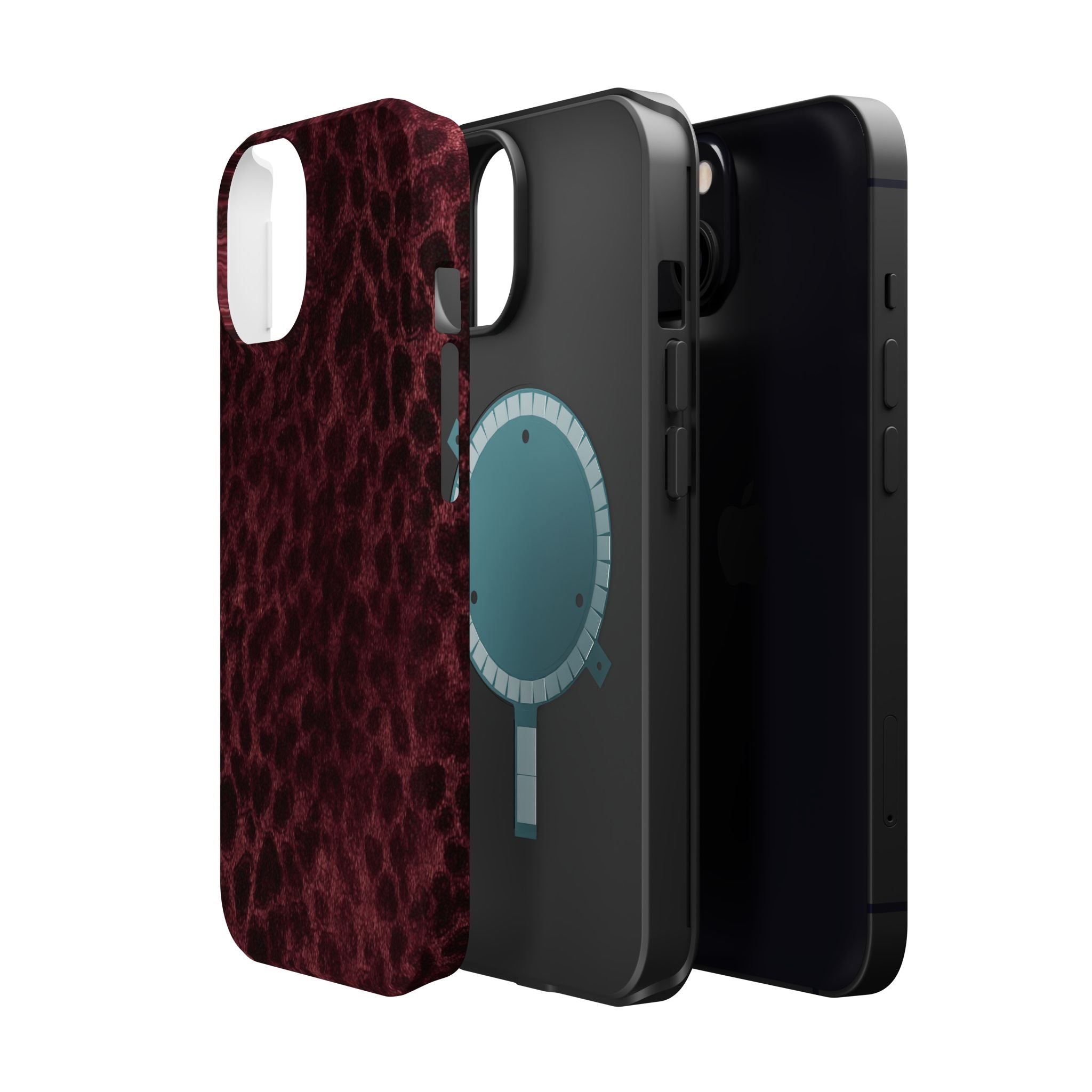 Burgundy Leopard Magnetic Phone Case | MagSafe Compatible Shockproof Protective Cover