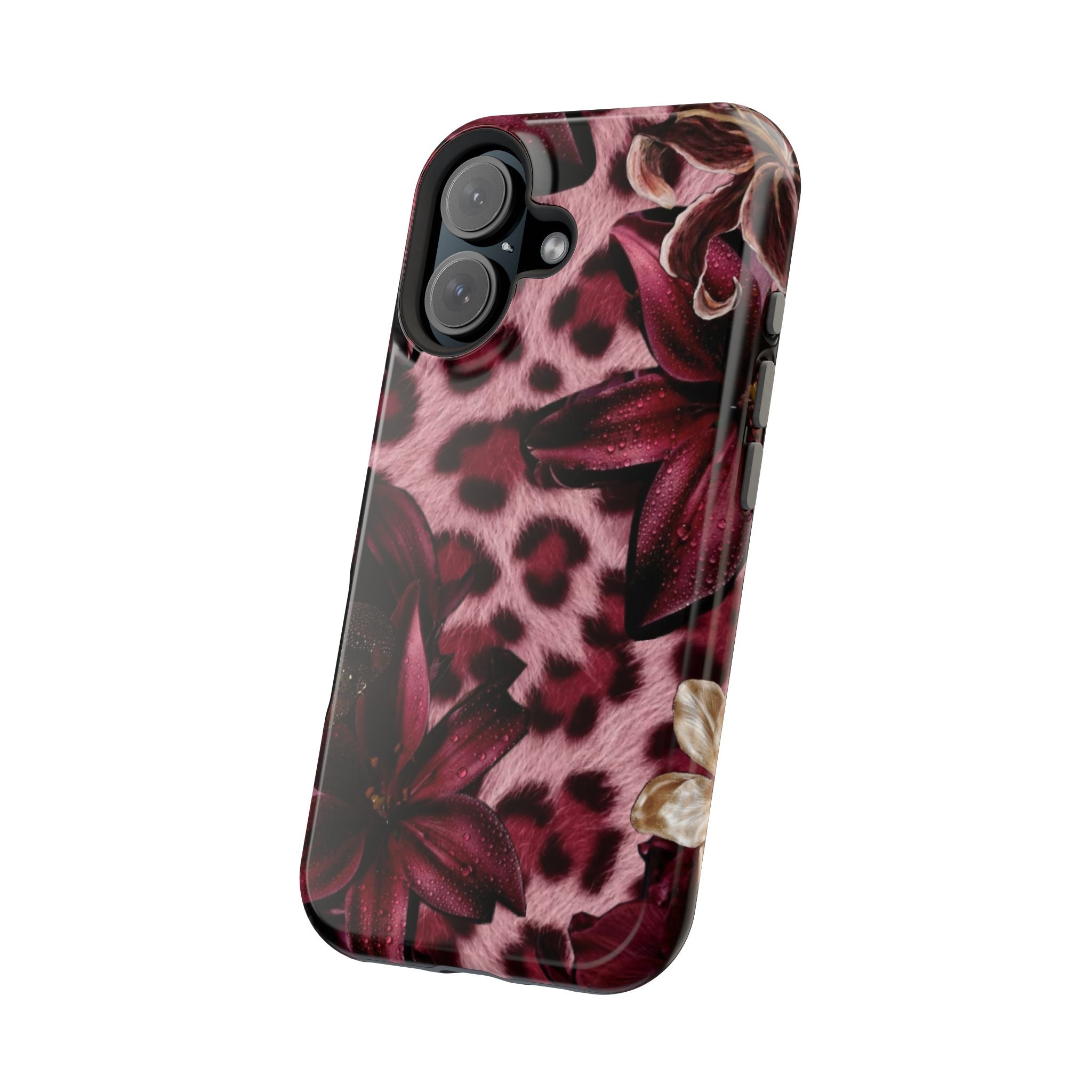 Midnight Bloom Leopard Magnetic Phone Case | MagSafe Compatible Shockproof Protective Cover