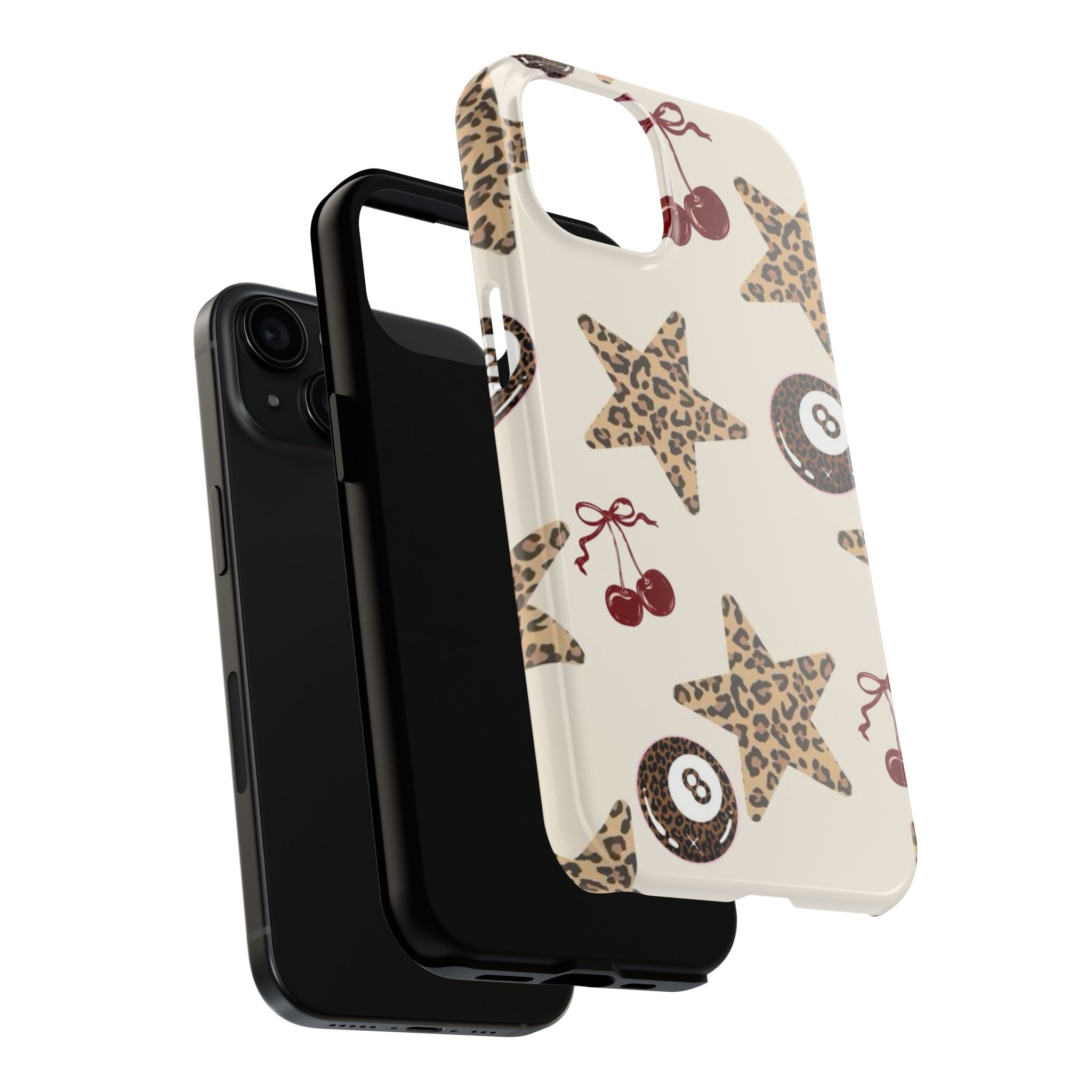 Leopard Star & Cherry Tough Phone Case — Retro Pool 8-Ball Pattern