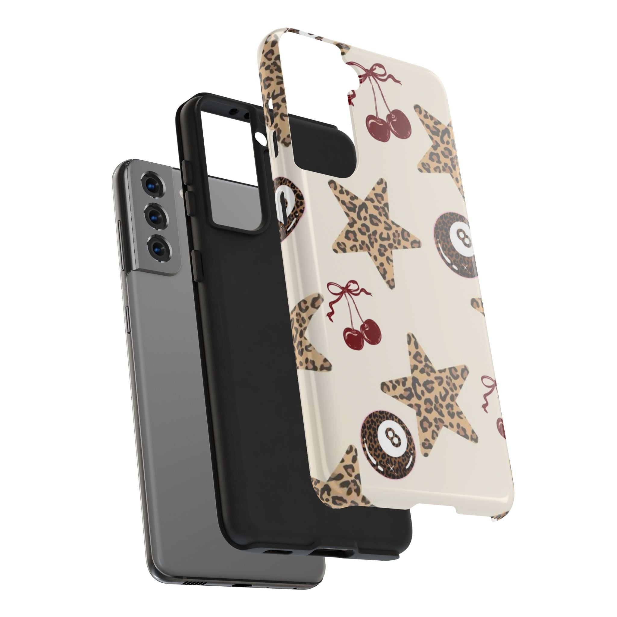 Leopard Star & Cherry Tough Phone Case — Retro Pool 8-Ball Pattern