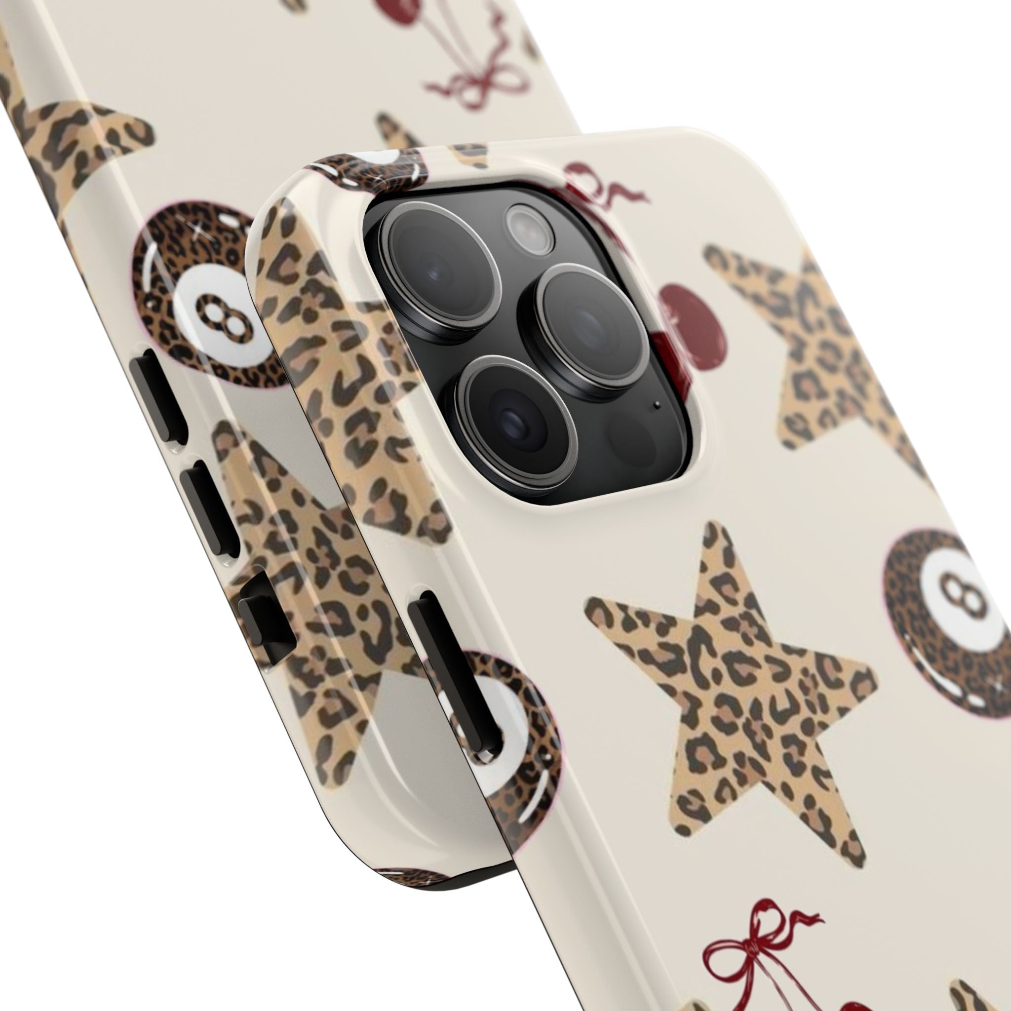 Leopard Star & Cherry Tough Phone Case — Retro Pool 8-Ball Pattern