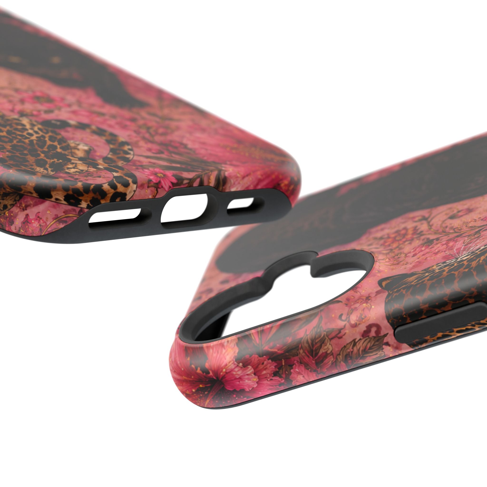 Black Panther & Leopard Floral Magnetic Impact-Resistant Phone Case | MagSafe Compatible Shockproof Cover