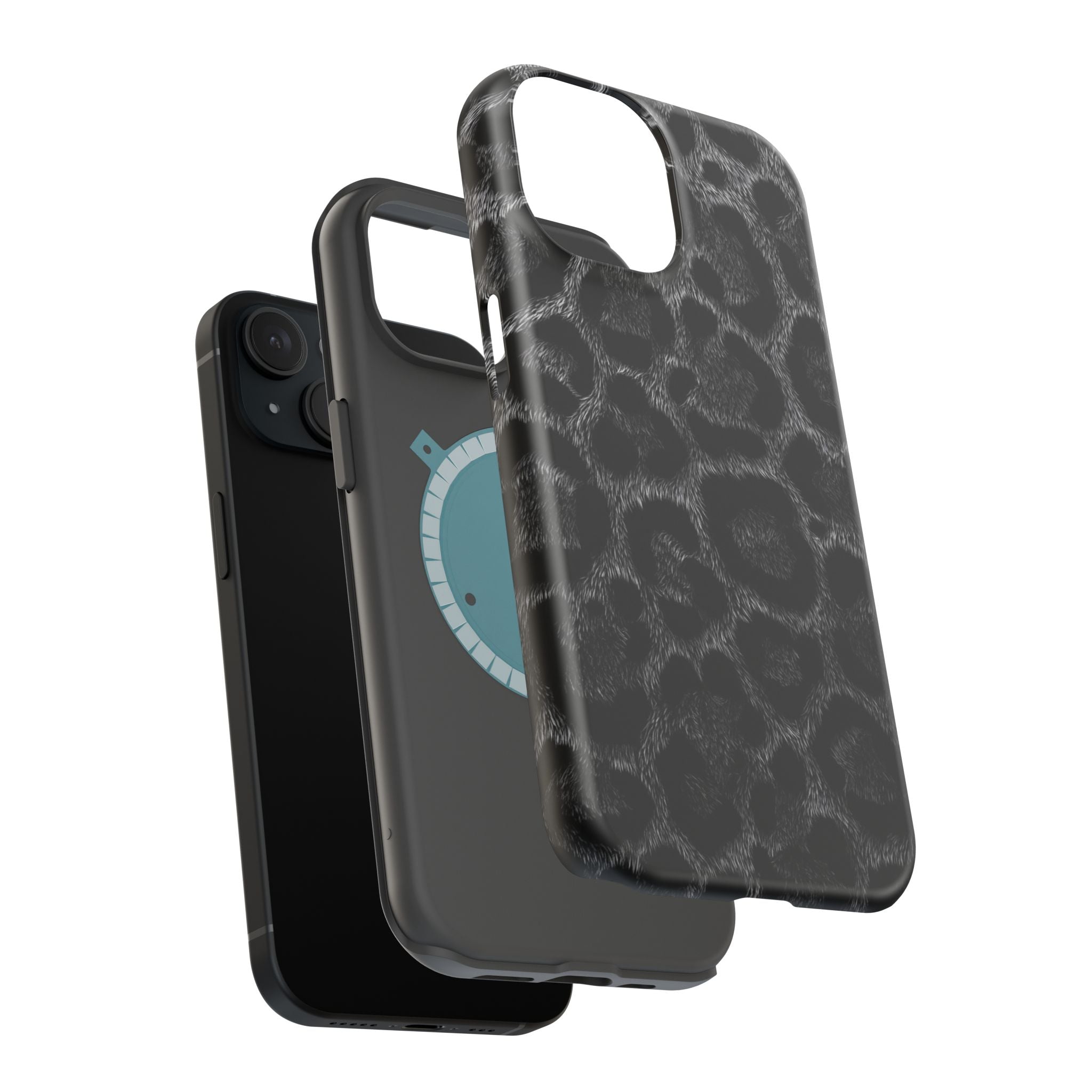 Black Leopard Print Magnetic Impact-Resistant Phone Case