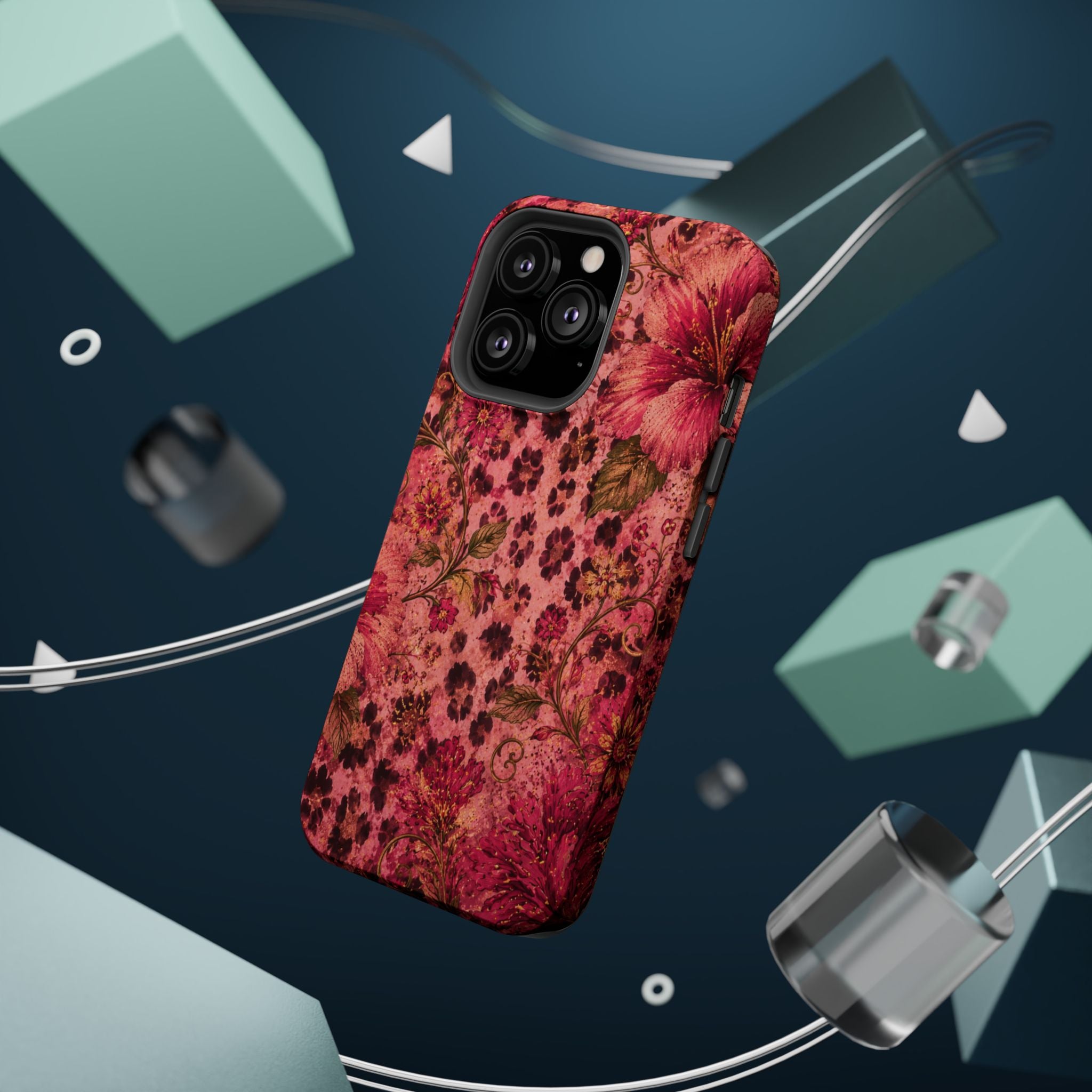 Floral Vintage Rose Magnetic Impact-Resistant Phone Case