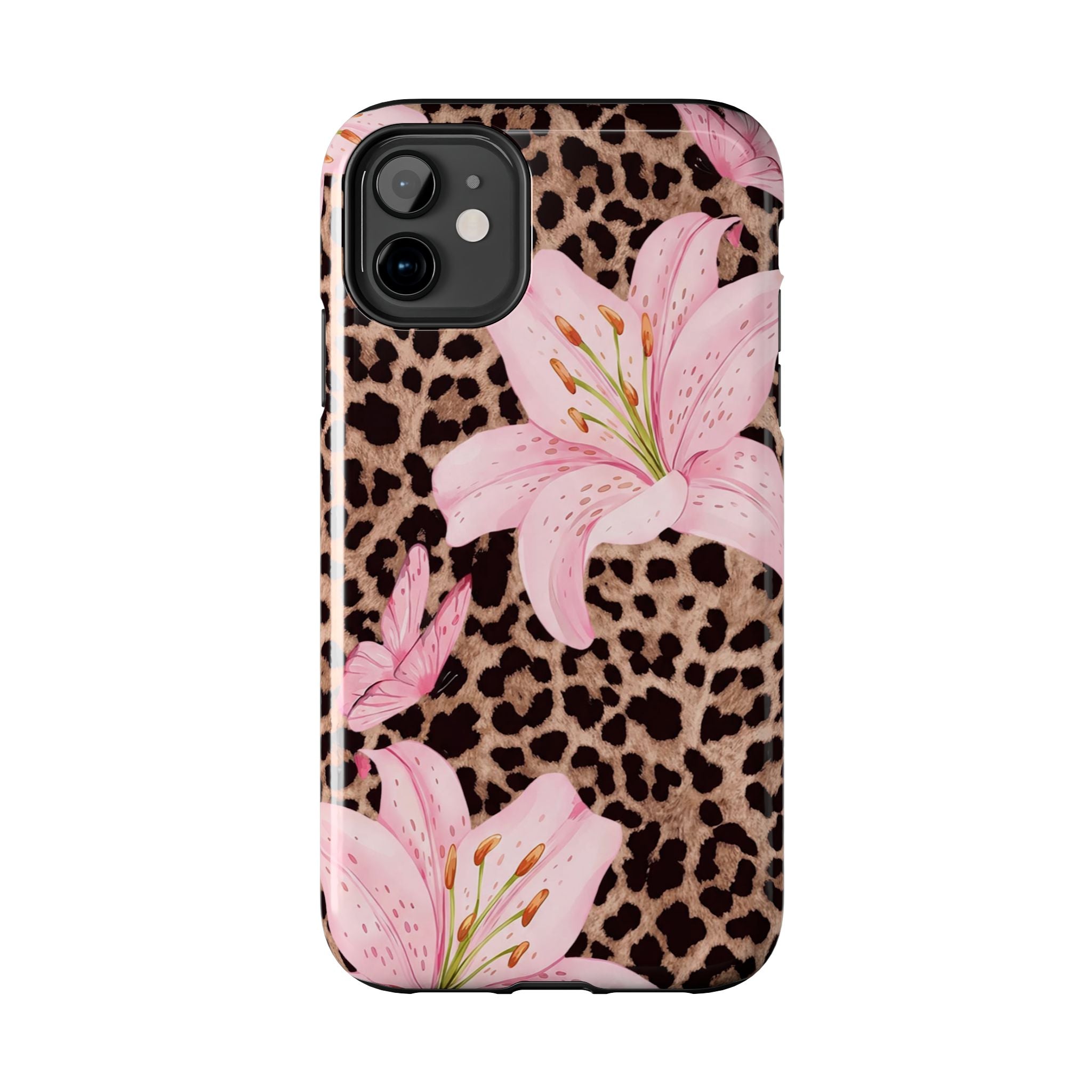 Blush Leopard Lily Magnetic Phone Case | MagSafe Compatible Shockproof Protective Cover