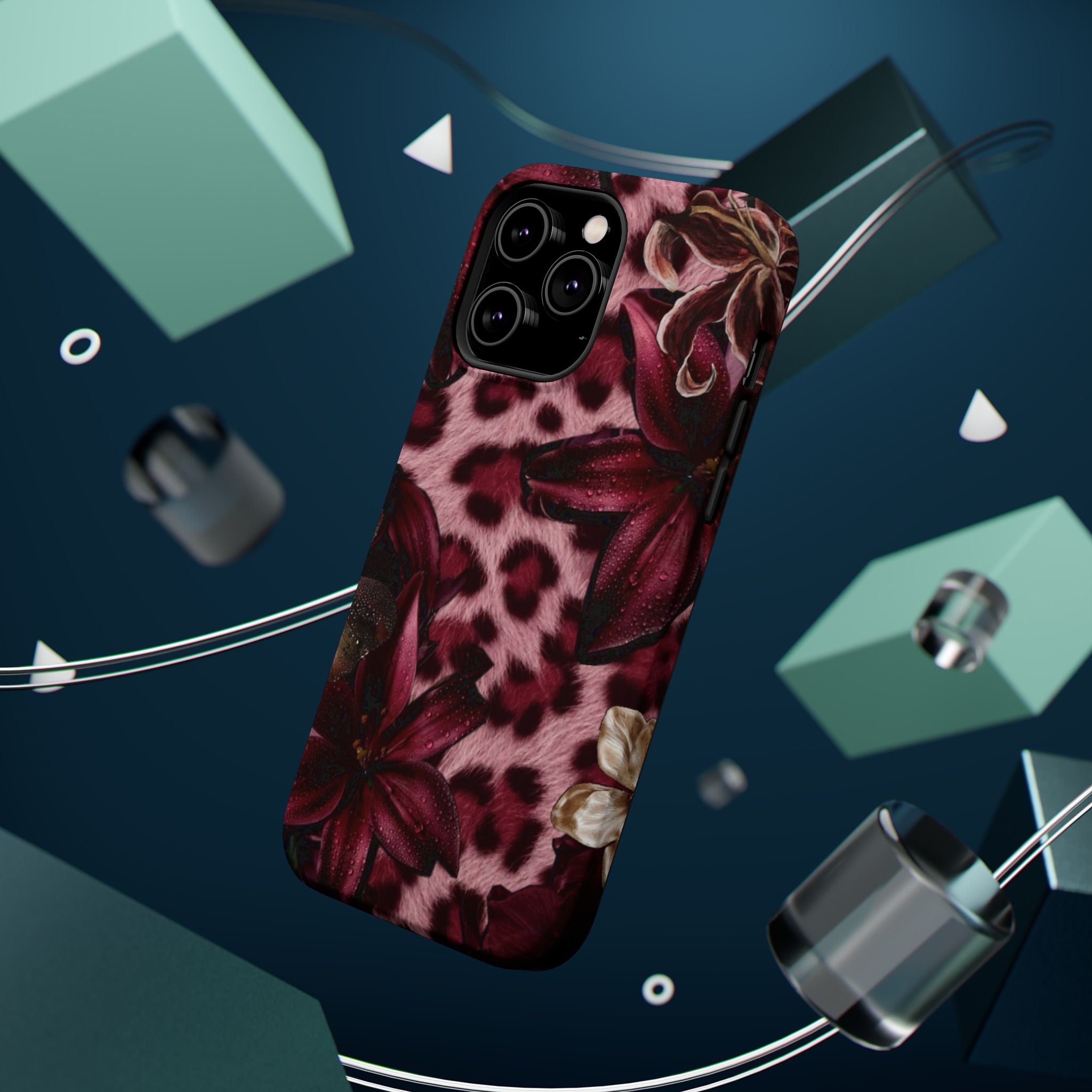 Midnight Bloom Leopard Magnetic Phone Case | MagSafe Compatible Shockproof Protective Cover