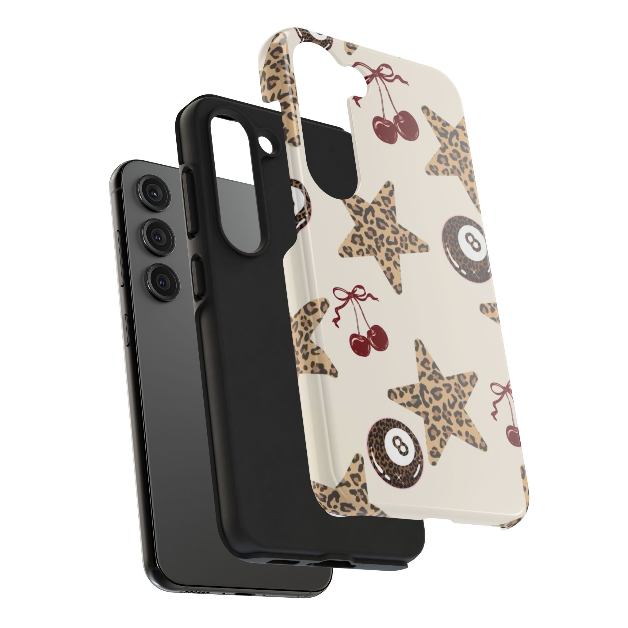 Leopard Star & Cherry Tough Phone Case — Retro Pool 8-Ball Pattern