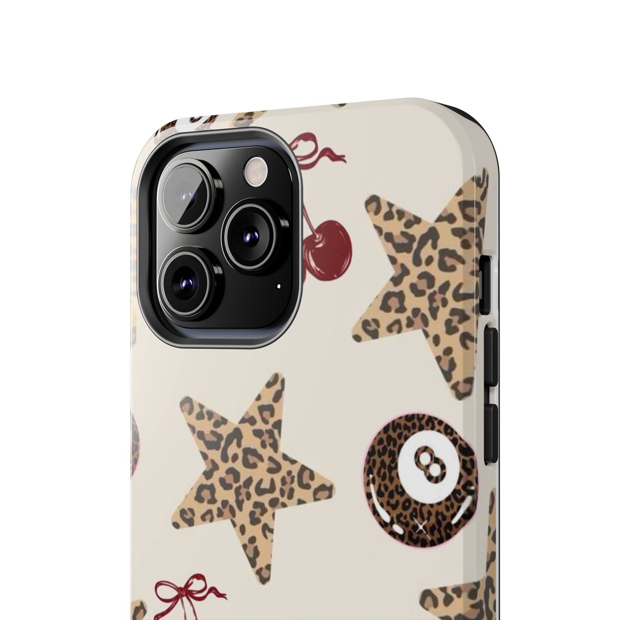 Leopard Star & Cherry Tough Phone Case — Retro Pool 8-Ball Pattern