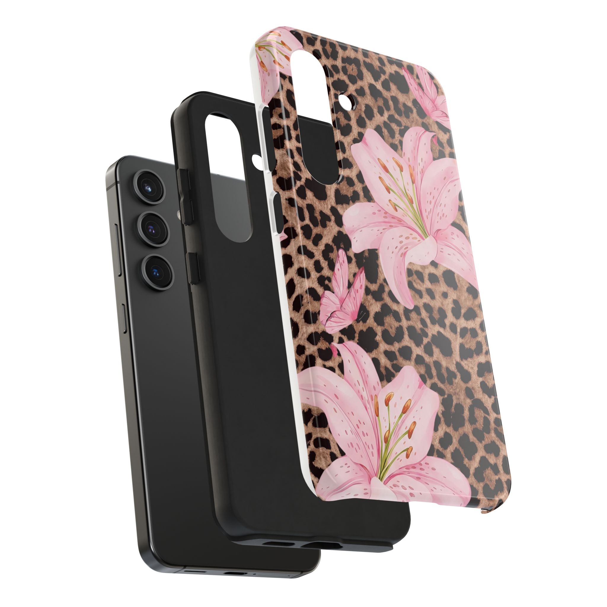 Blush Leopard Lily Magnetic Phone Case | MagSafe Compatible Shockproof Protective Cover