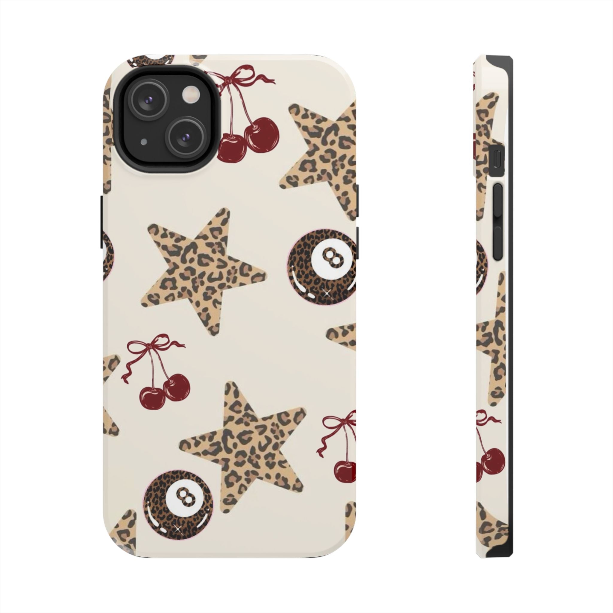 Leopard Star & Cherry Tough Phone Case — Retro Pool 8-Ball Pattern
