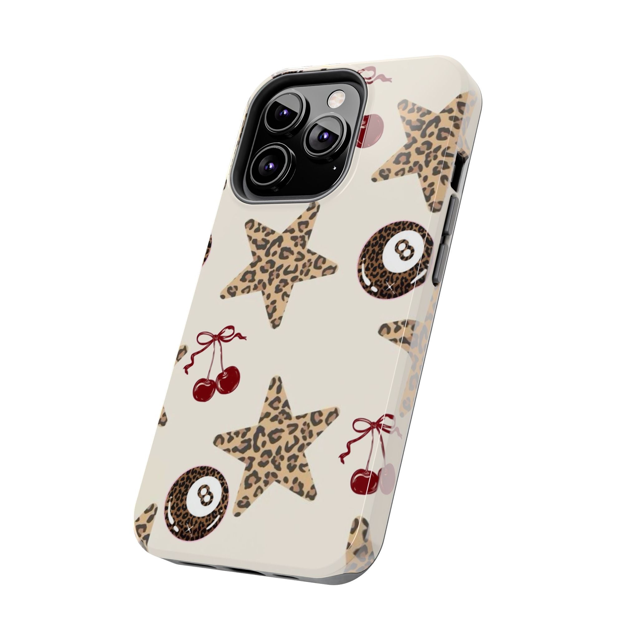 Leopard Star & Cherry Tough Phone Case — Retro Pool 8-Ball Pattern