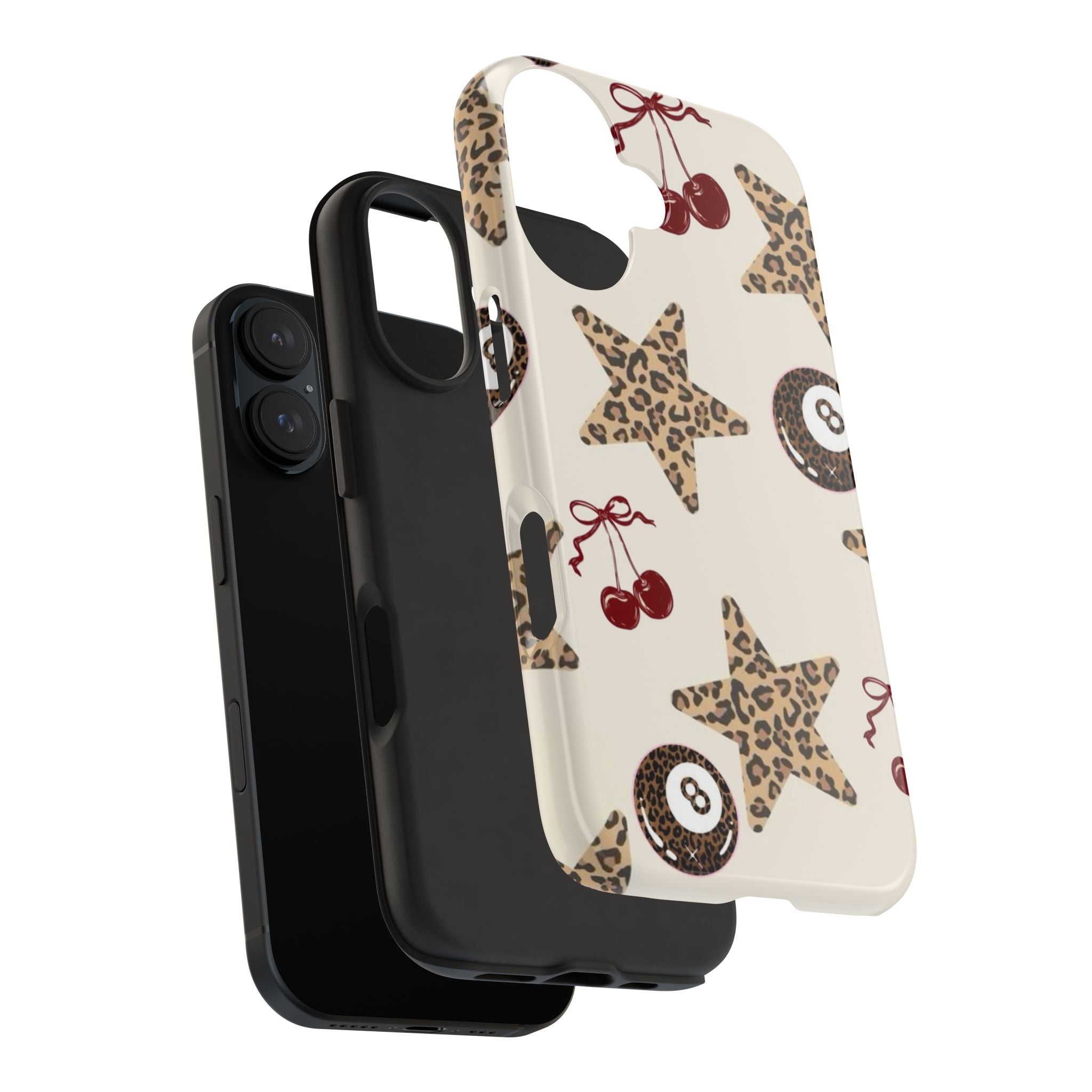 Leopard Star & Cherry Tough Phone Case — Retro Pool 8-Ball Pattern