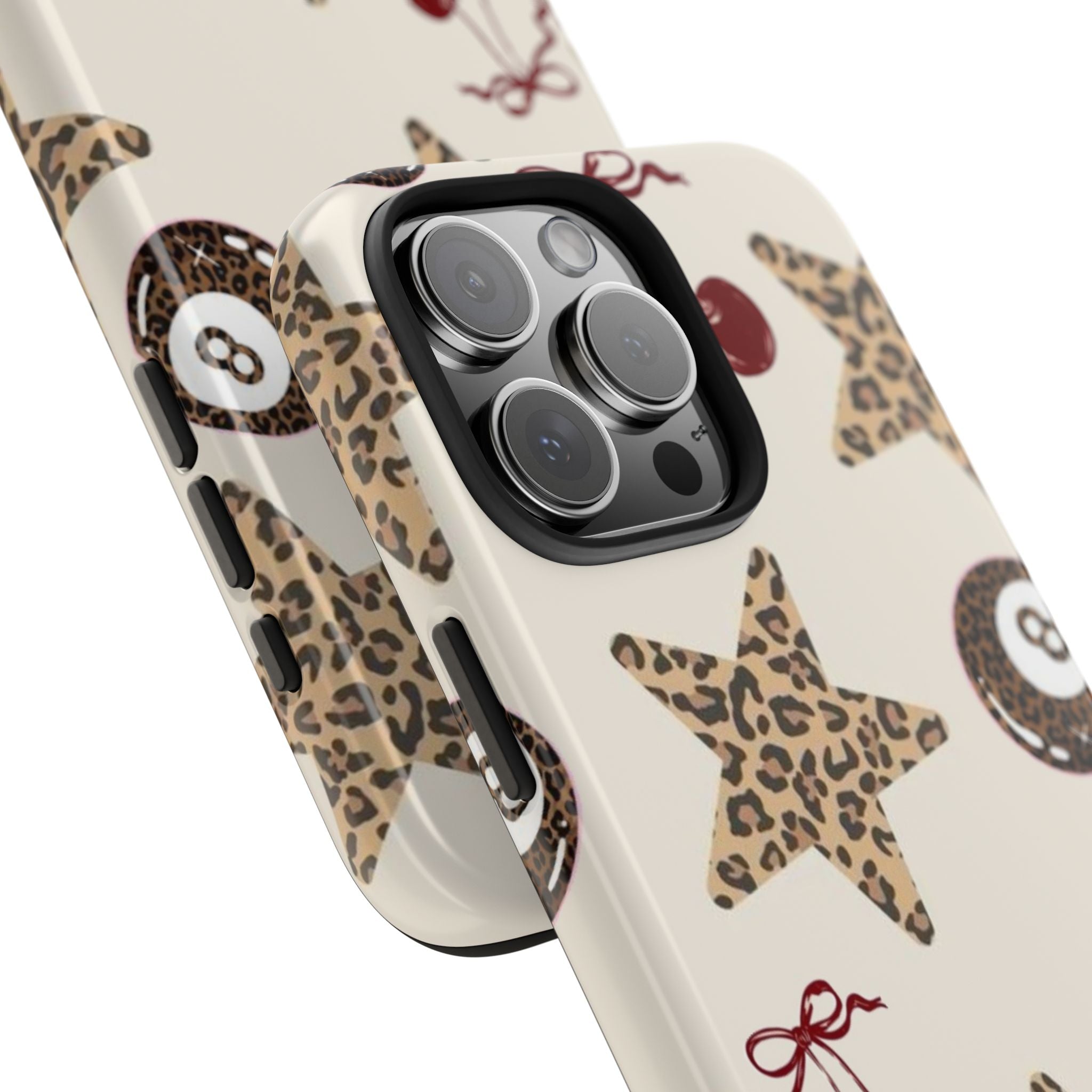 Leopard Star & Cherry Tough Phone Case — Retro Pool 8-Ball Pattern