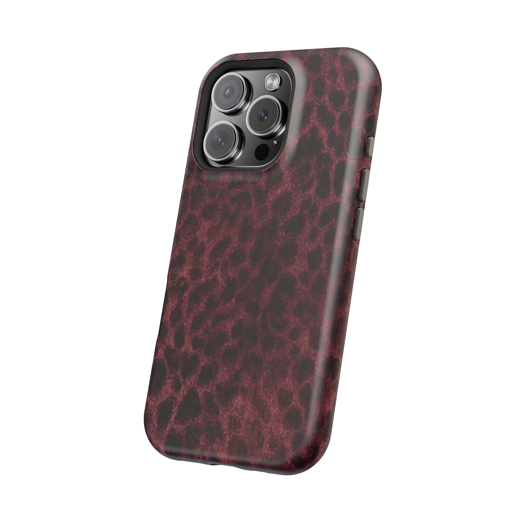 Burgundy Leopard Magnetic Phone Case | MagSafe Compatible Shockproof Protective Cover