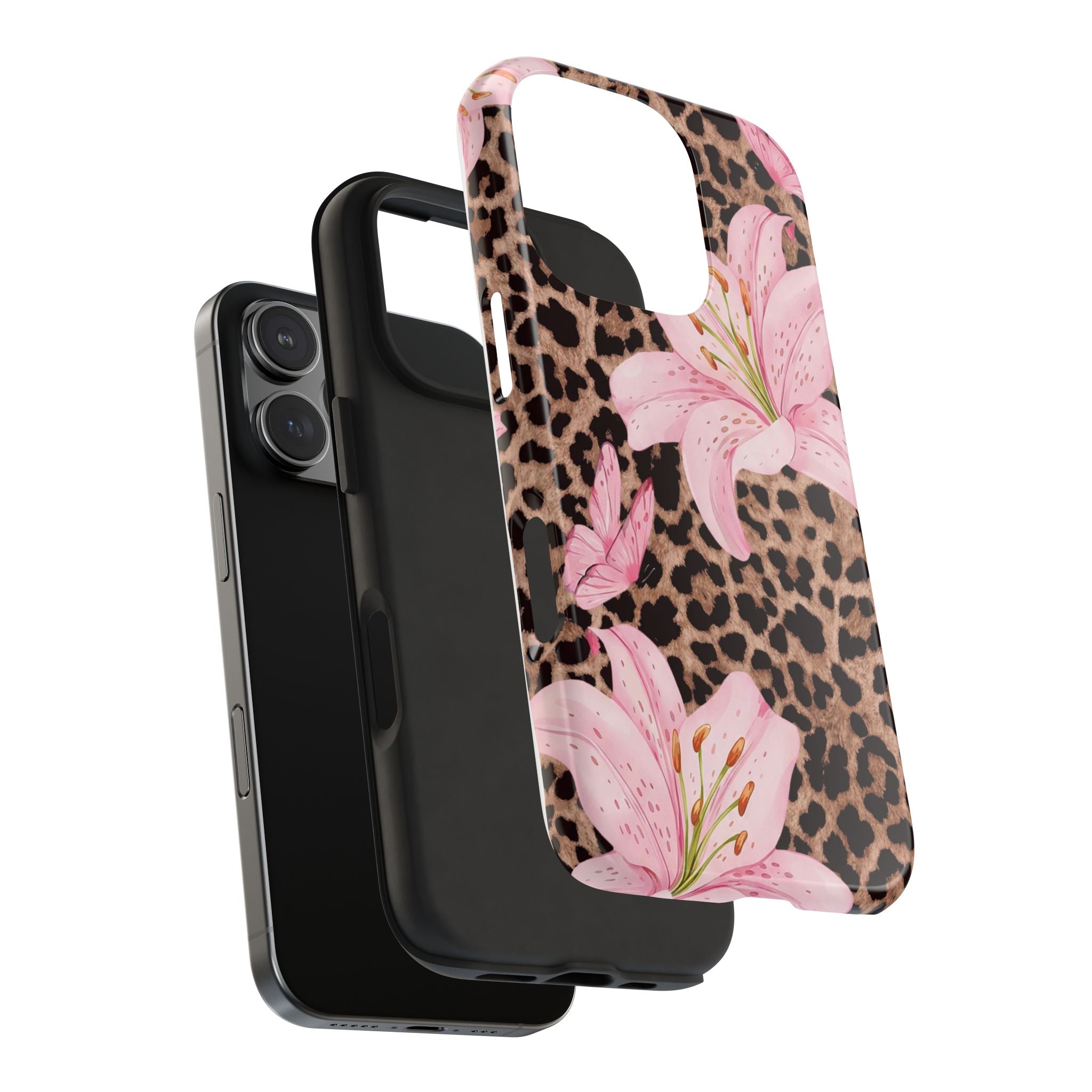 Blush Leopard Lily Magnetic Phone Case | MagSafe Compatible Shockproof Protective Cover