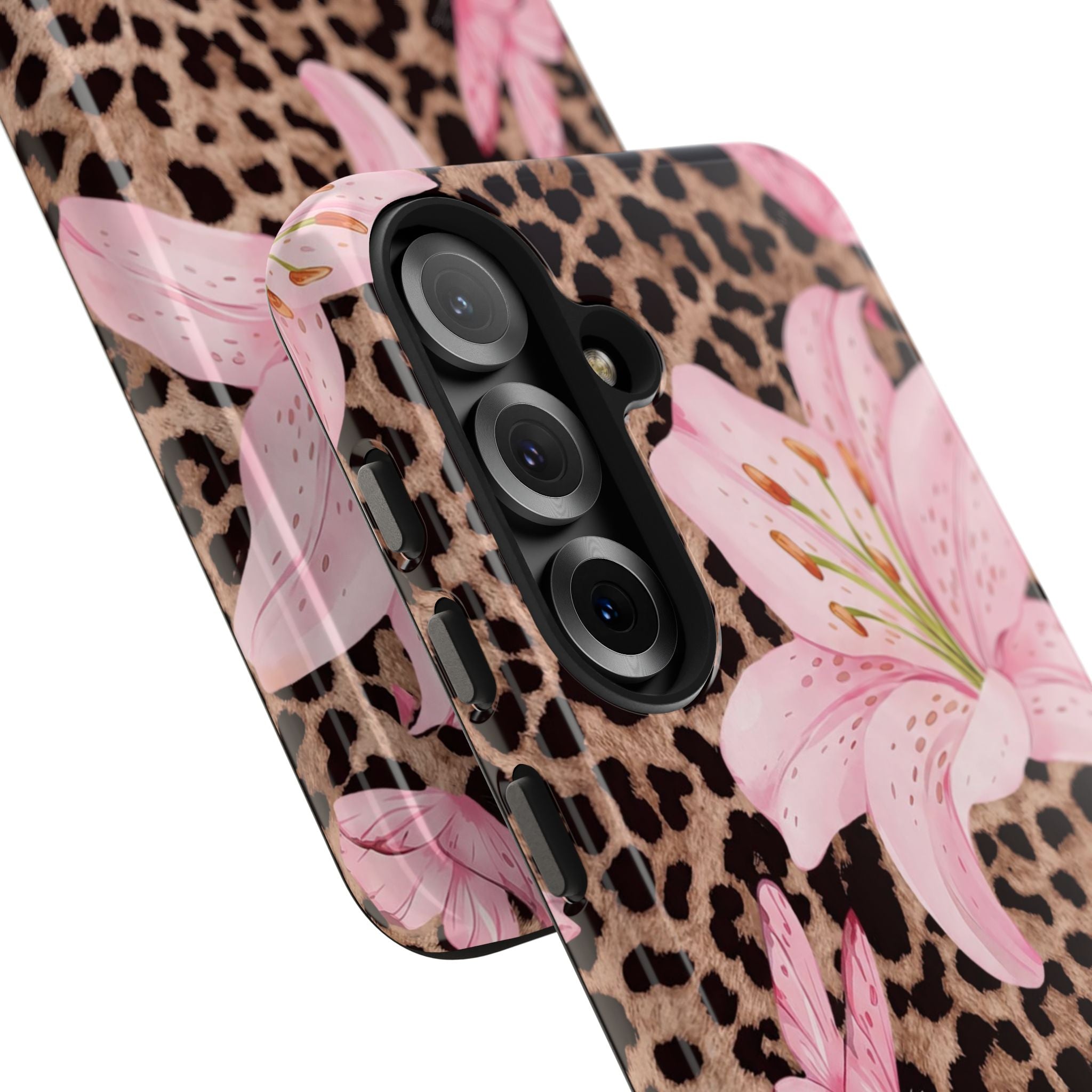 Blush Leopard Lily Magnetic Phone Case | MagSafe Compatible Shockproof Protective Cover