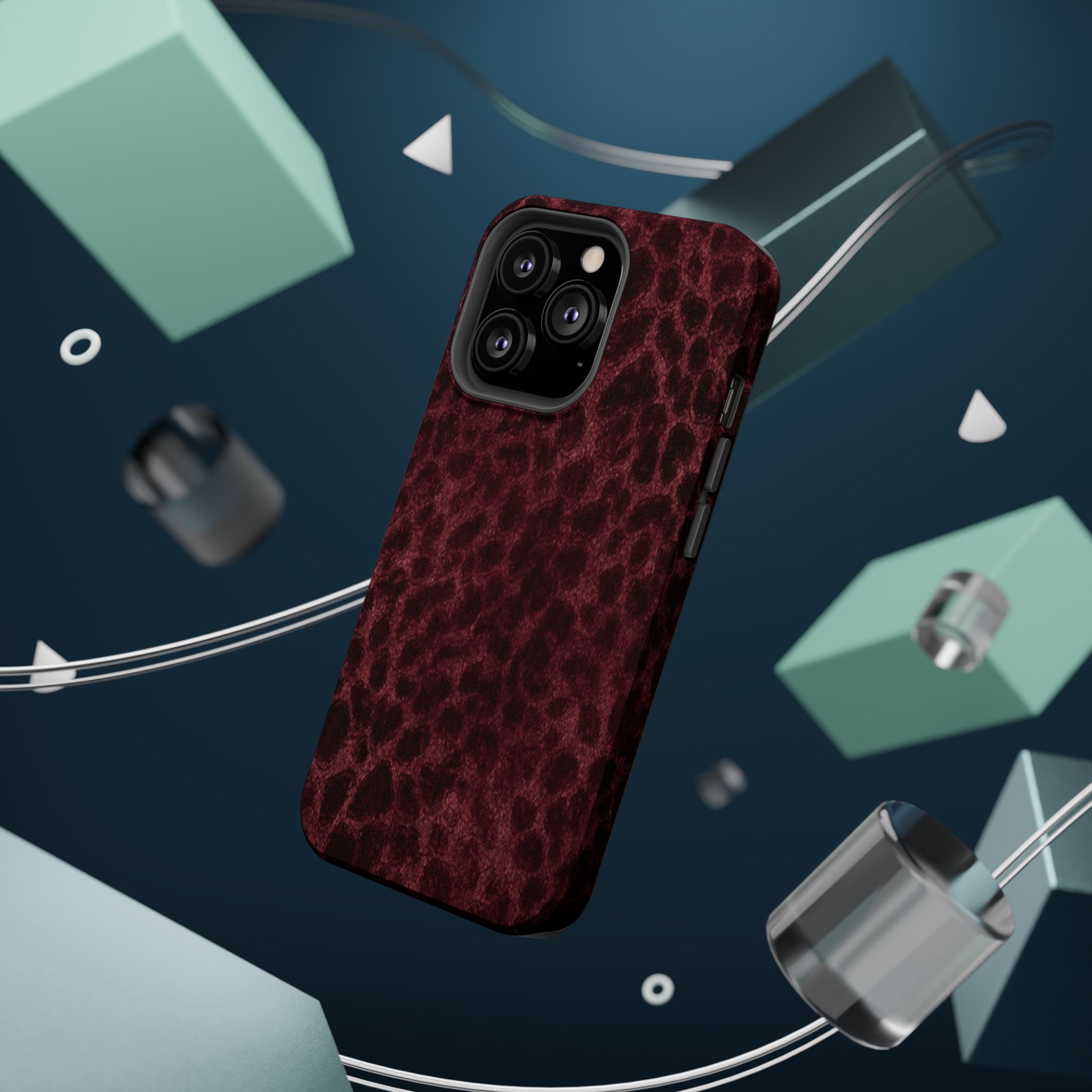 Burgundy Leopard Magnetic Phone Case | MagSafe Compatible Shockproof Protective Cover