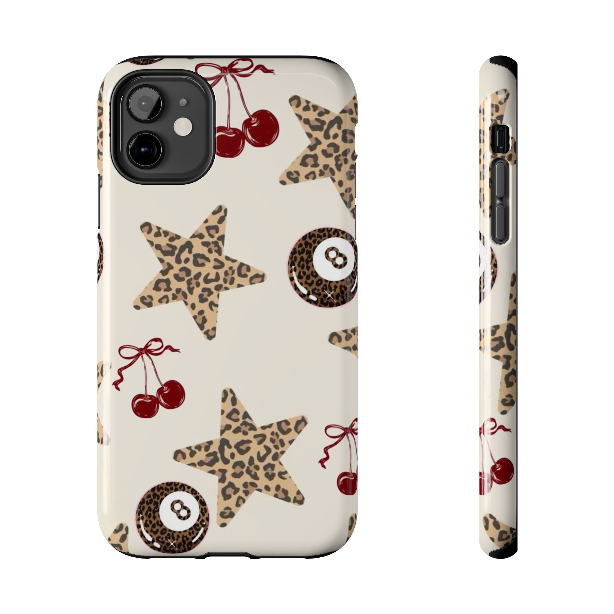 Leopard Star & Cherry Tough Phone Case — Retro Pool 8-Ball Pattern