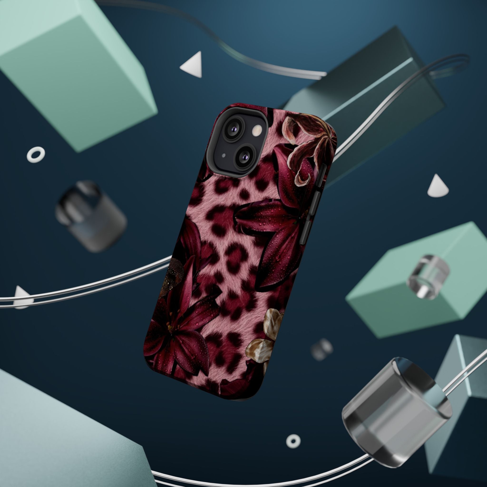 Midnight Bloom Leopard Magnetic Phone Case | MagSafe Compatible Shockproof Protective Cover