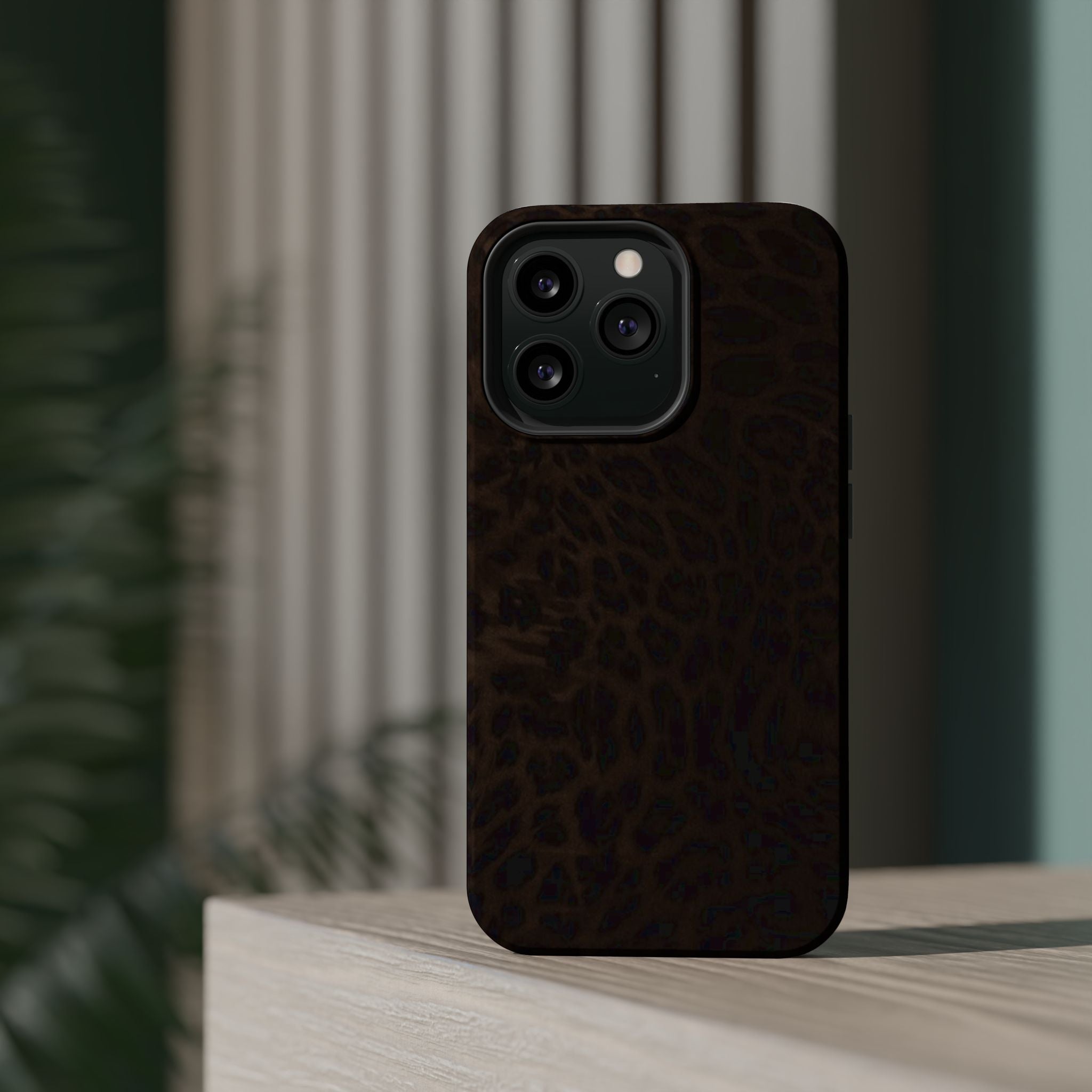 Brown Leopard Print MagSafe Phone Case | Shockproof Magnetic Protective Cover for iPhone