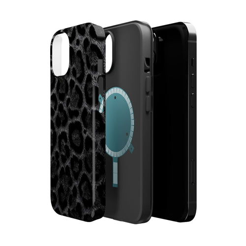 Black Leopard Print MagSafe Phone Case | Shockproof Magnetic Protective Cover