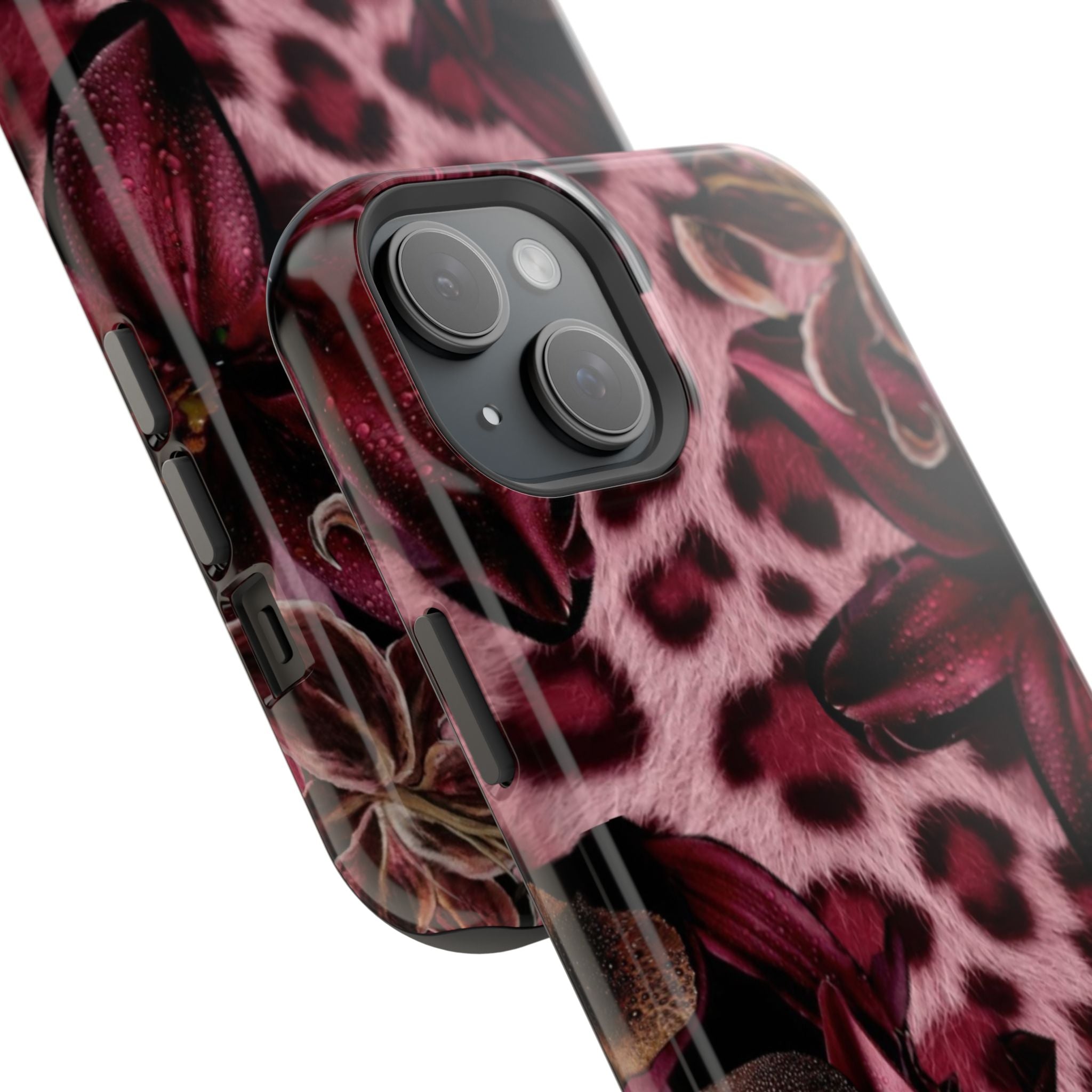 Midnight Bloom Leopard Magnetic Phone Case | MagSafe Compatible Shockproof Protective Cover