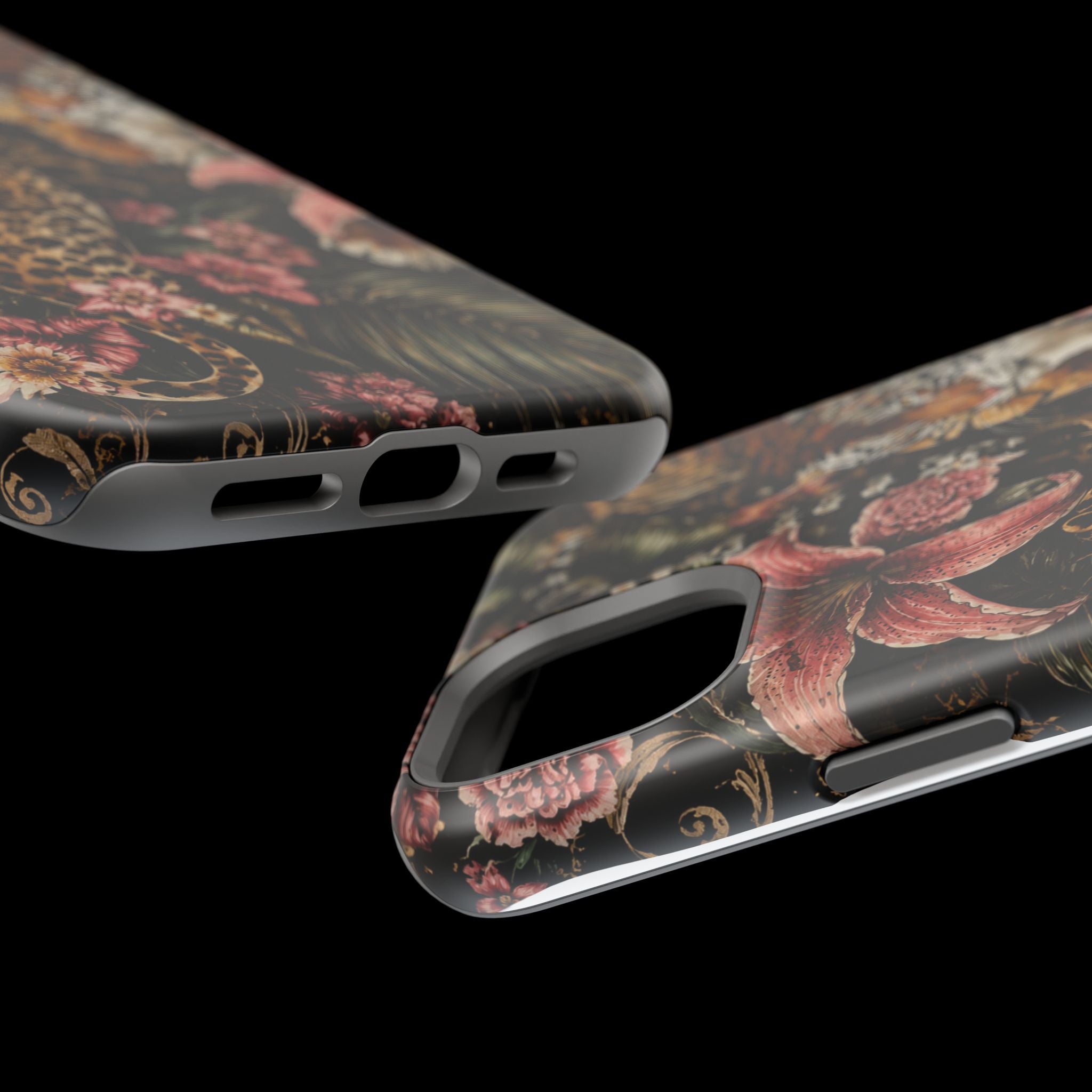Magnetic Impact-Resistant Phone Case — Tropical Jungle Leopard & Tiger Floral Design