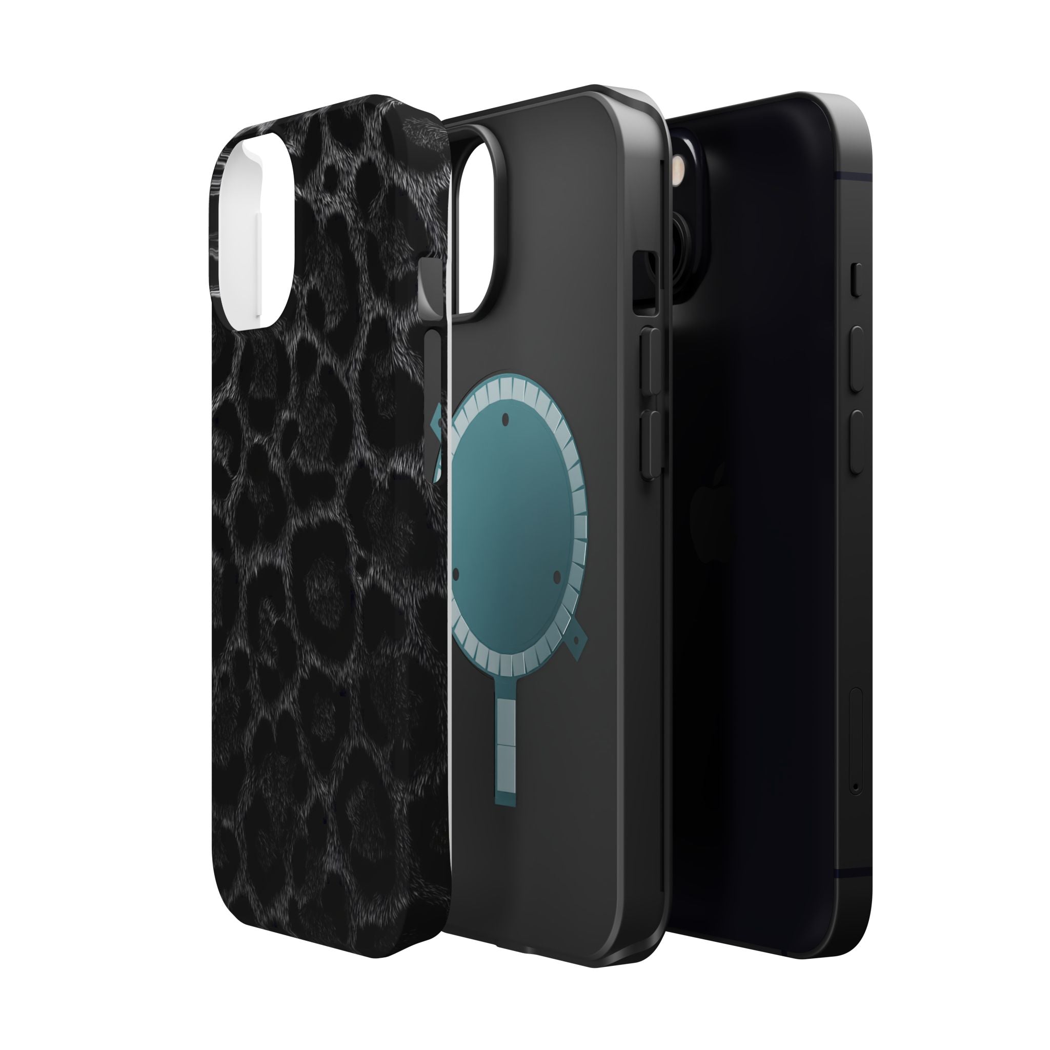 Black Leopard Print Magnetic Impact-Resistant Phone Case