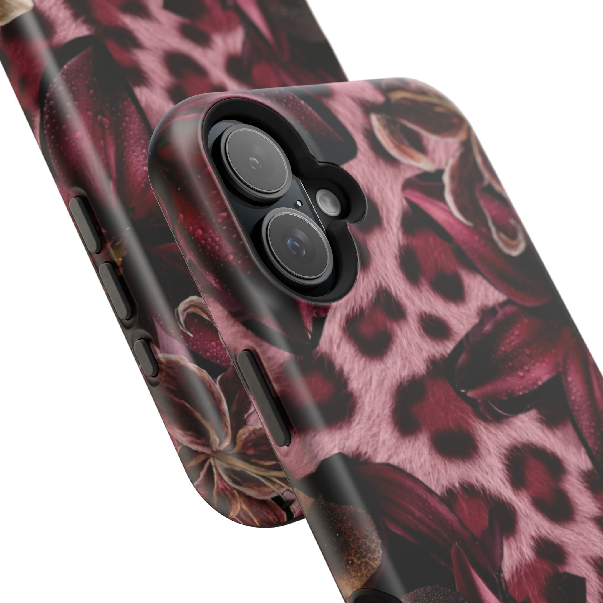 Midnight Bloom Leopard Magnetic Phone Case | MagSafe Compatible Shockproof Protective Cover