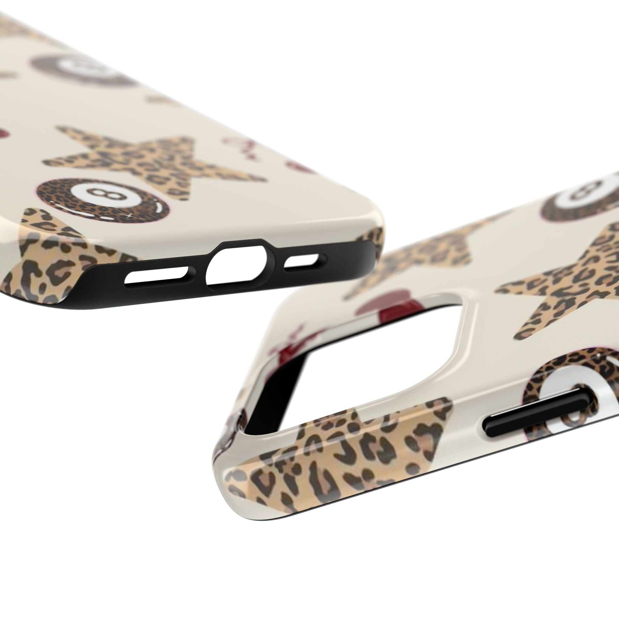 Leopard Star & Cherry Tough Phone Case — Retro Pool 8-Ball Pattern