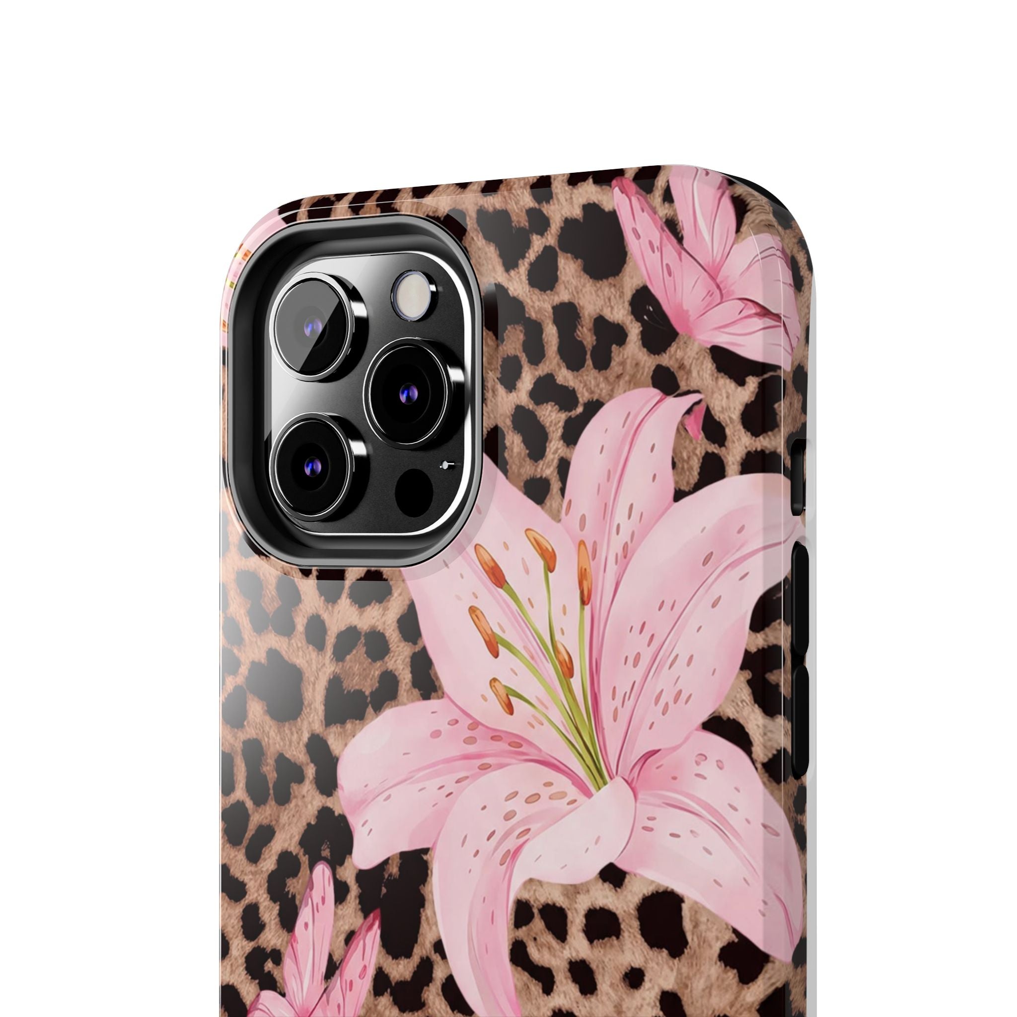 Blush Leopard Lily Magnetic Phone Case | MagSafe Compatible Shockproof Protective Cover