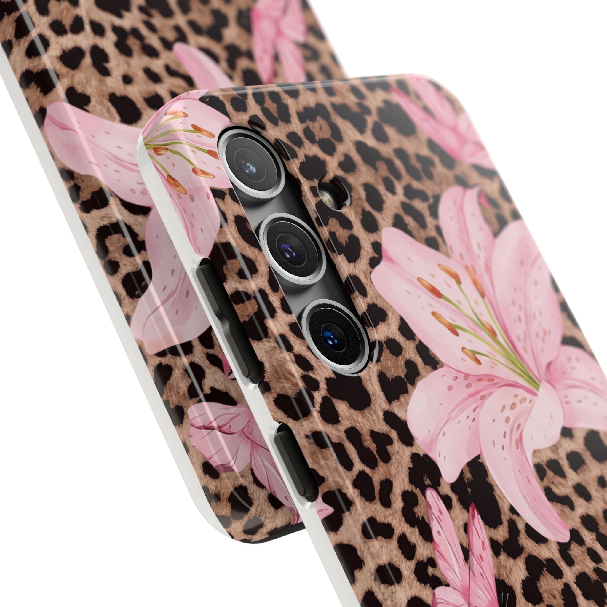 Blush Leopard Lily Magnetic Phone Case | MagSafe Compatible Shockproof Protective Cover