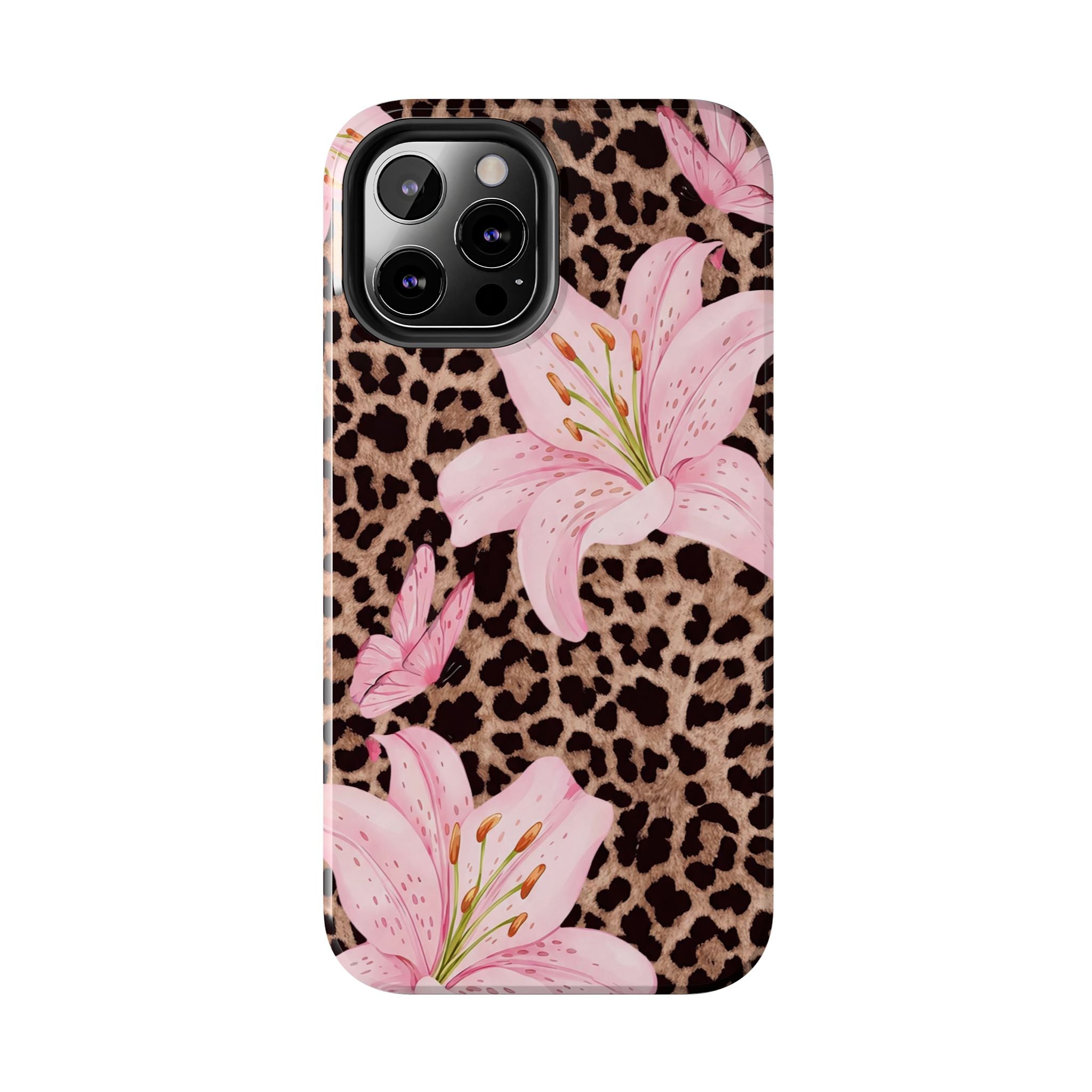 Blush Leopard Lily Magnetic Phone Case | MagSafe Compatible Shockproof Protective Cover
