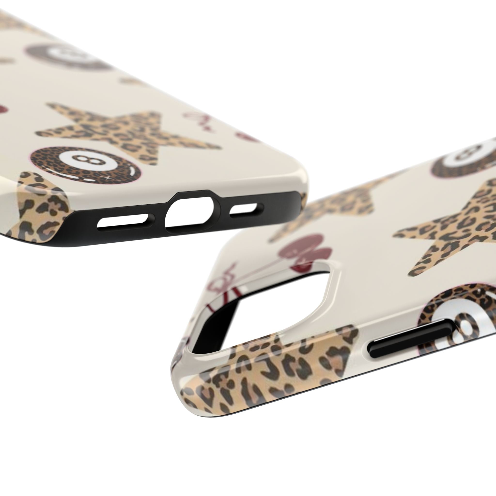Leopard Star & Cherry Tough Phone Case — Retro Pool 8-Ball Pattern
