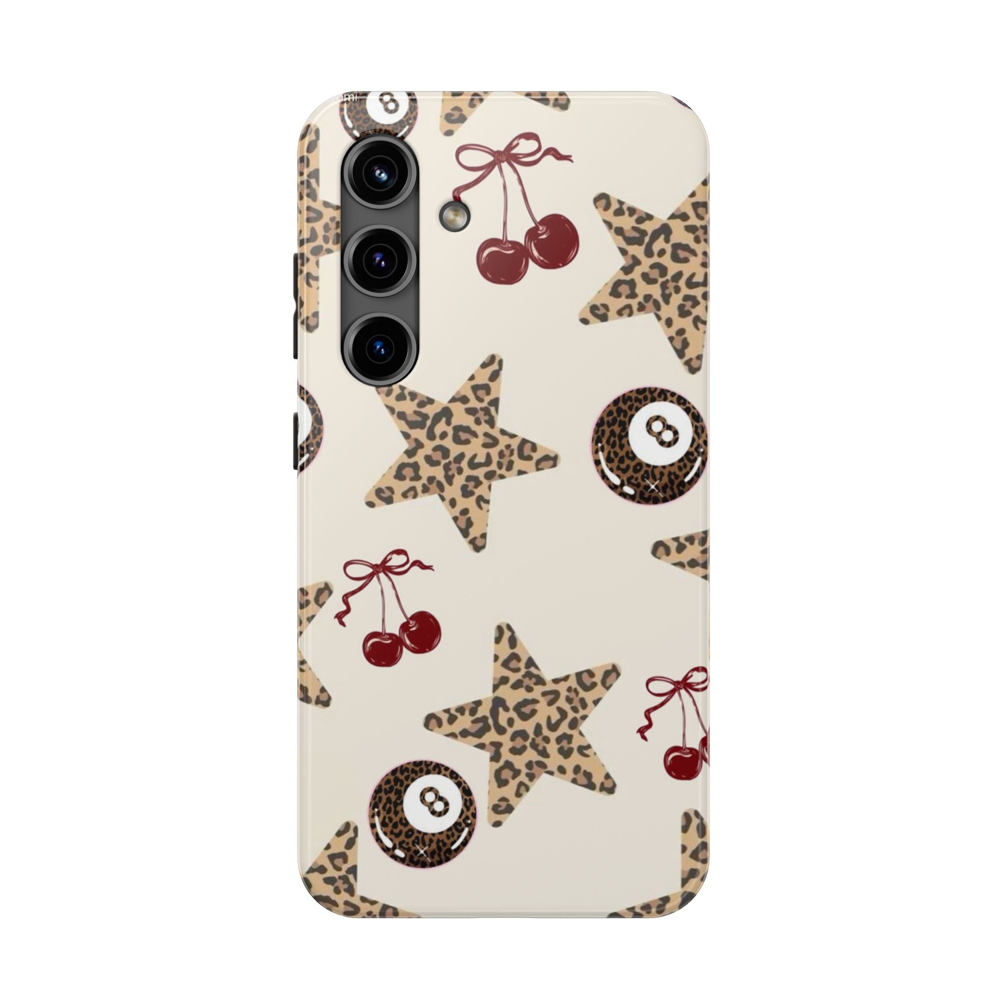 Leopard Star & Cherry Tough Phone Case — Retro Pool 8-Ball Pattern